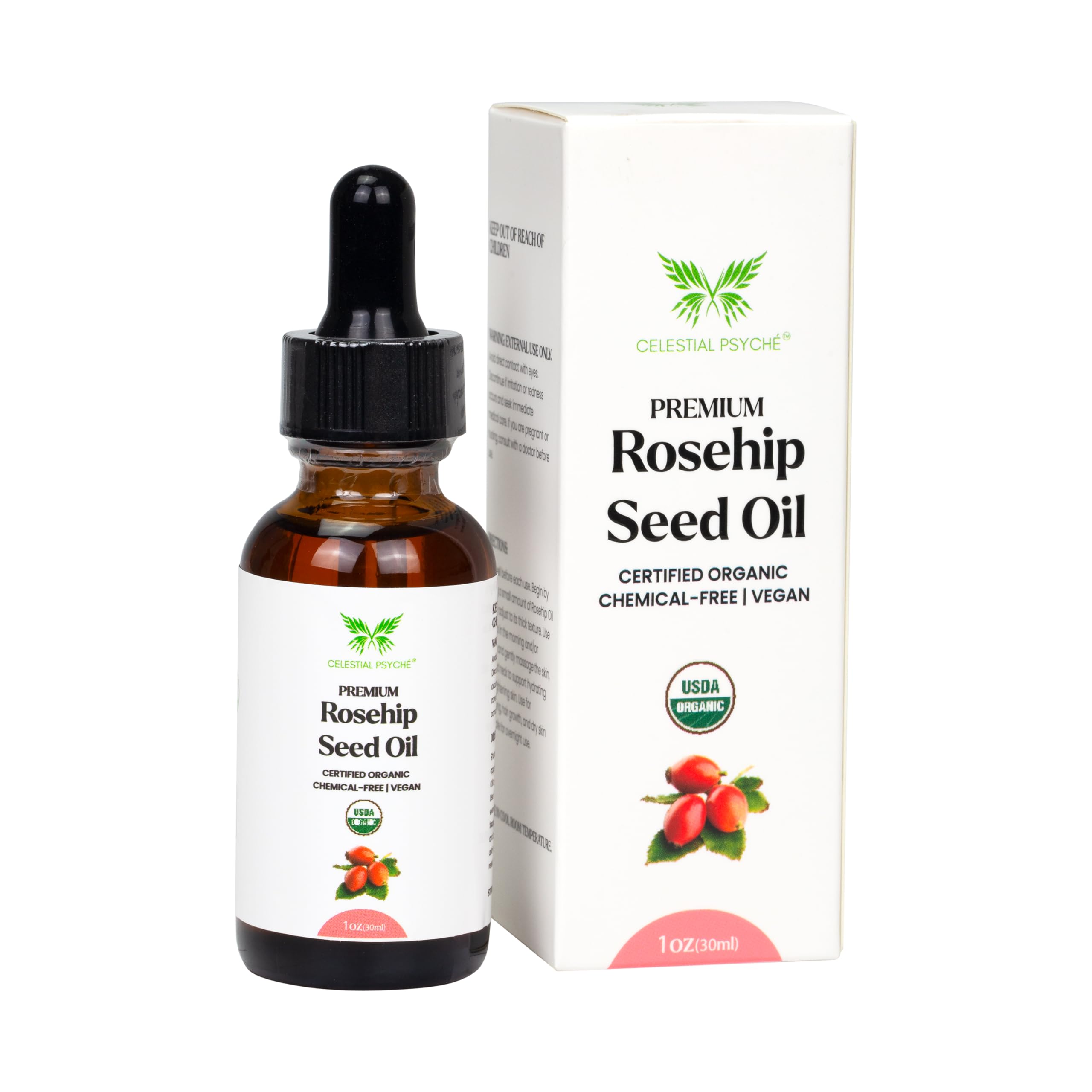 Celestial Psyché USDA Certified Organic Rosehip Seed Oil 100% Pure Natural, - Celestial Psyché Official Product View 1
