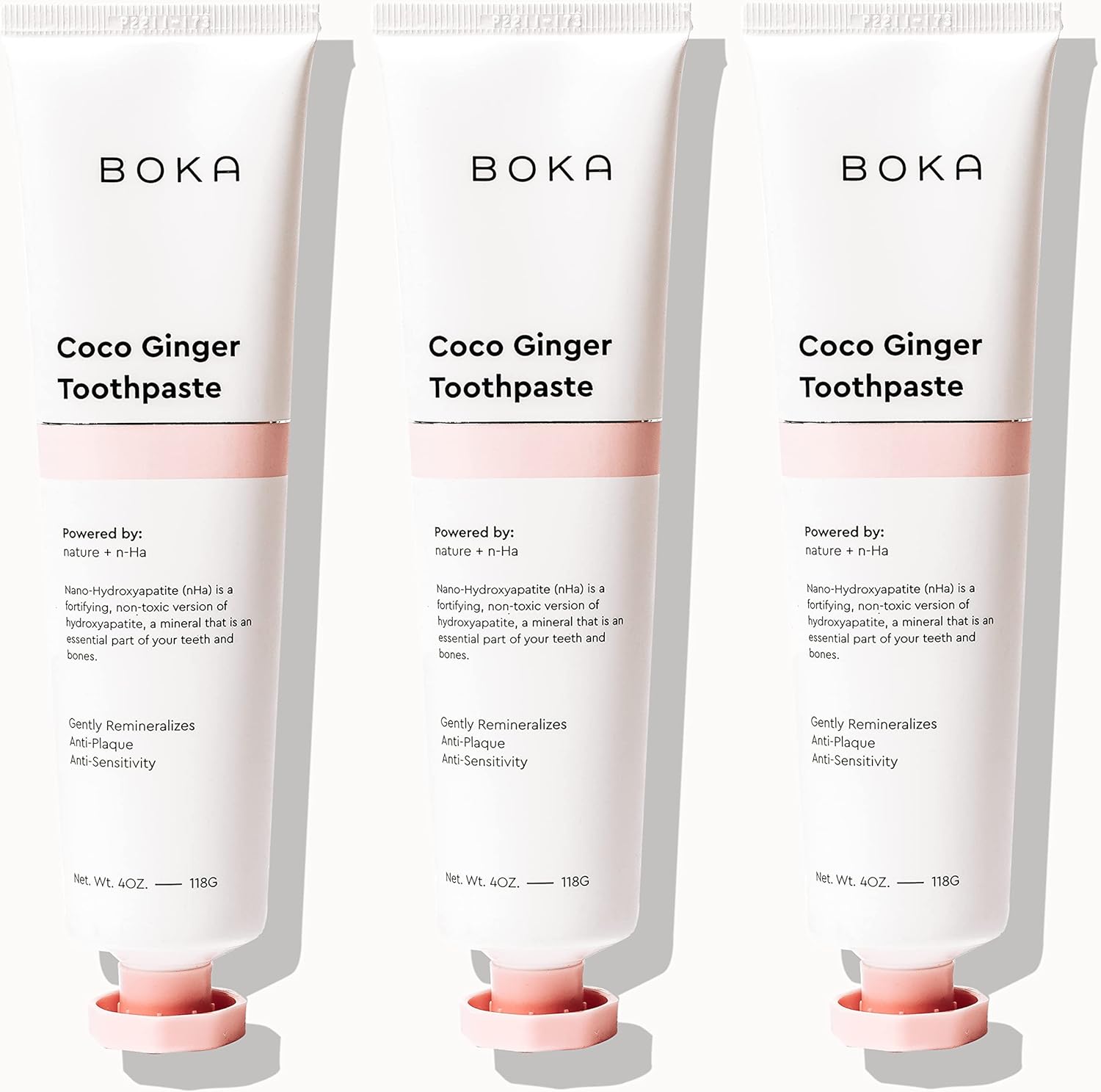 Boka fluoride-free nano hydroxyapatite toothpaste for sensitive teeth, showing the toothpaste tube and packaging.