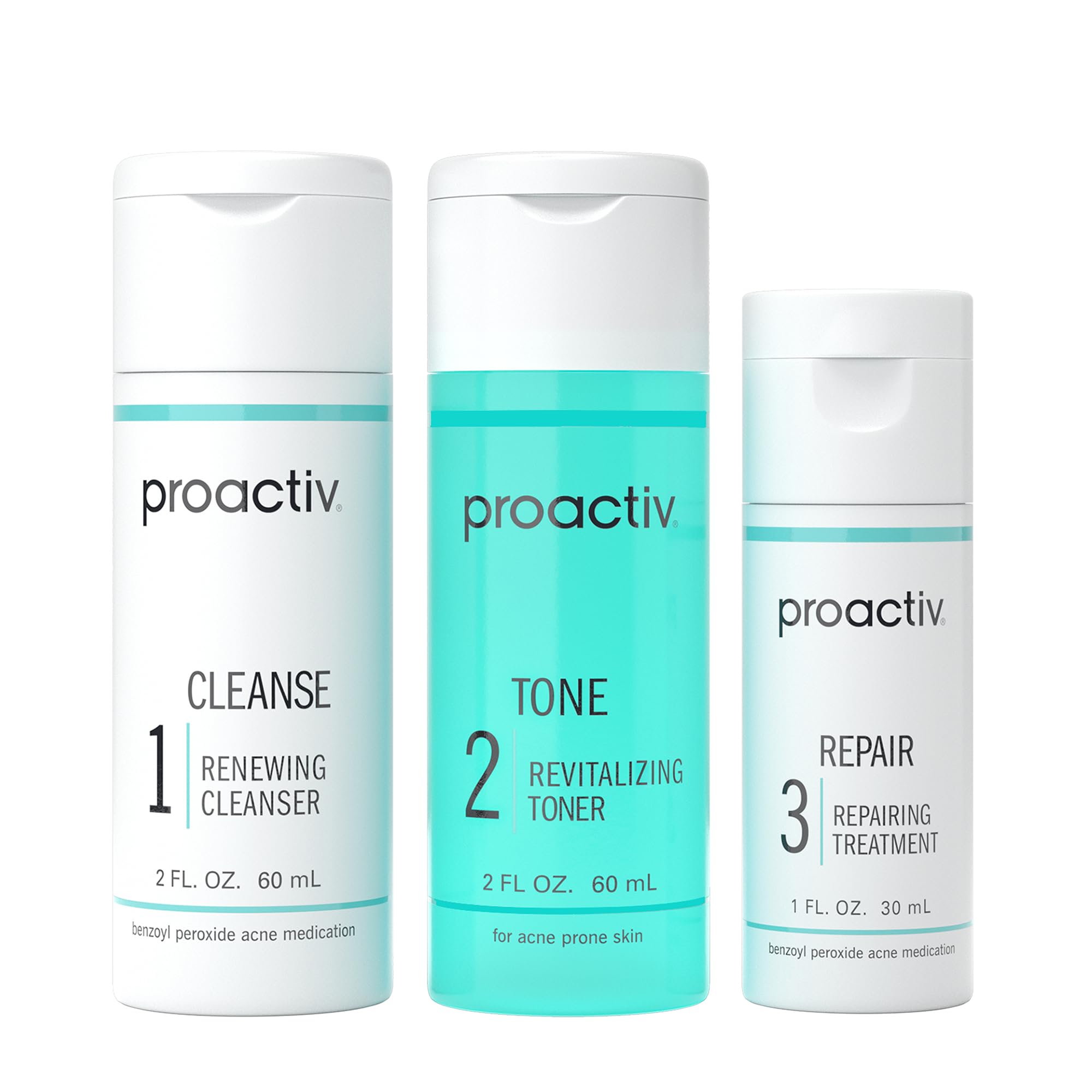 Proactiv 3 Step Acne Treatment - Benzoyl Peroxide Face Wash, Repairing Acne Spot Treatment for Face and Body, Exfoliating Toner - 30 Day Complete Acne Skin Care Kit - Proactiv Official Product View 2