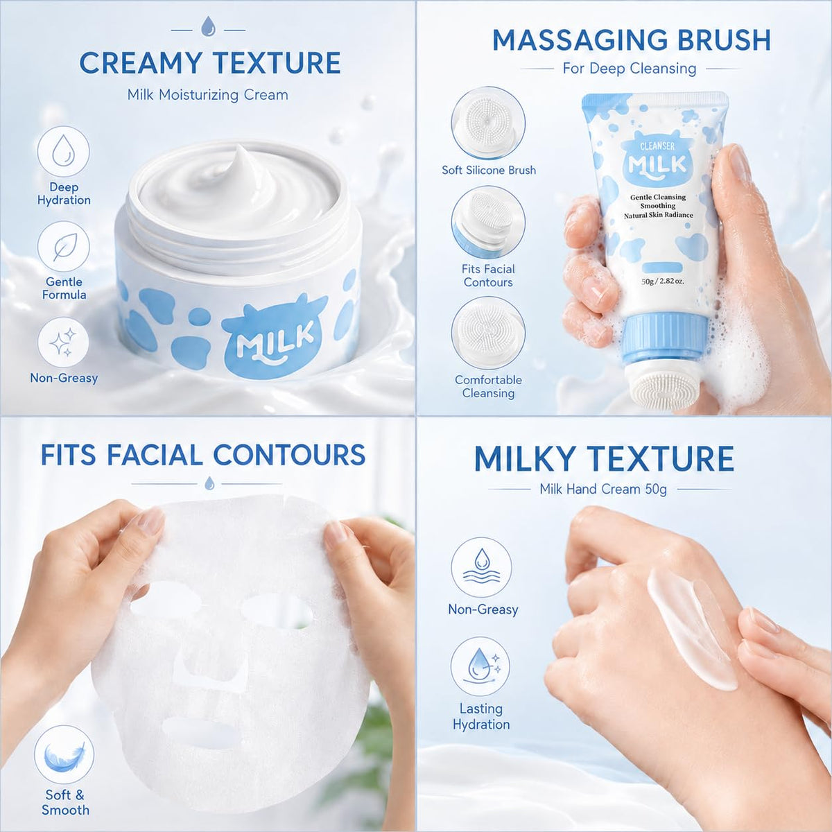 Milk Skin Care Set for Kids 12 IN 1 Moisturizing Gentle Milk - Vienflona Official Imagery - 4