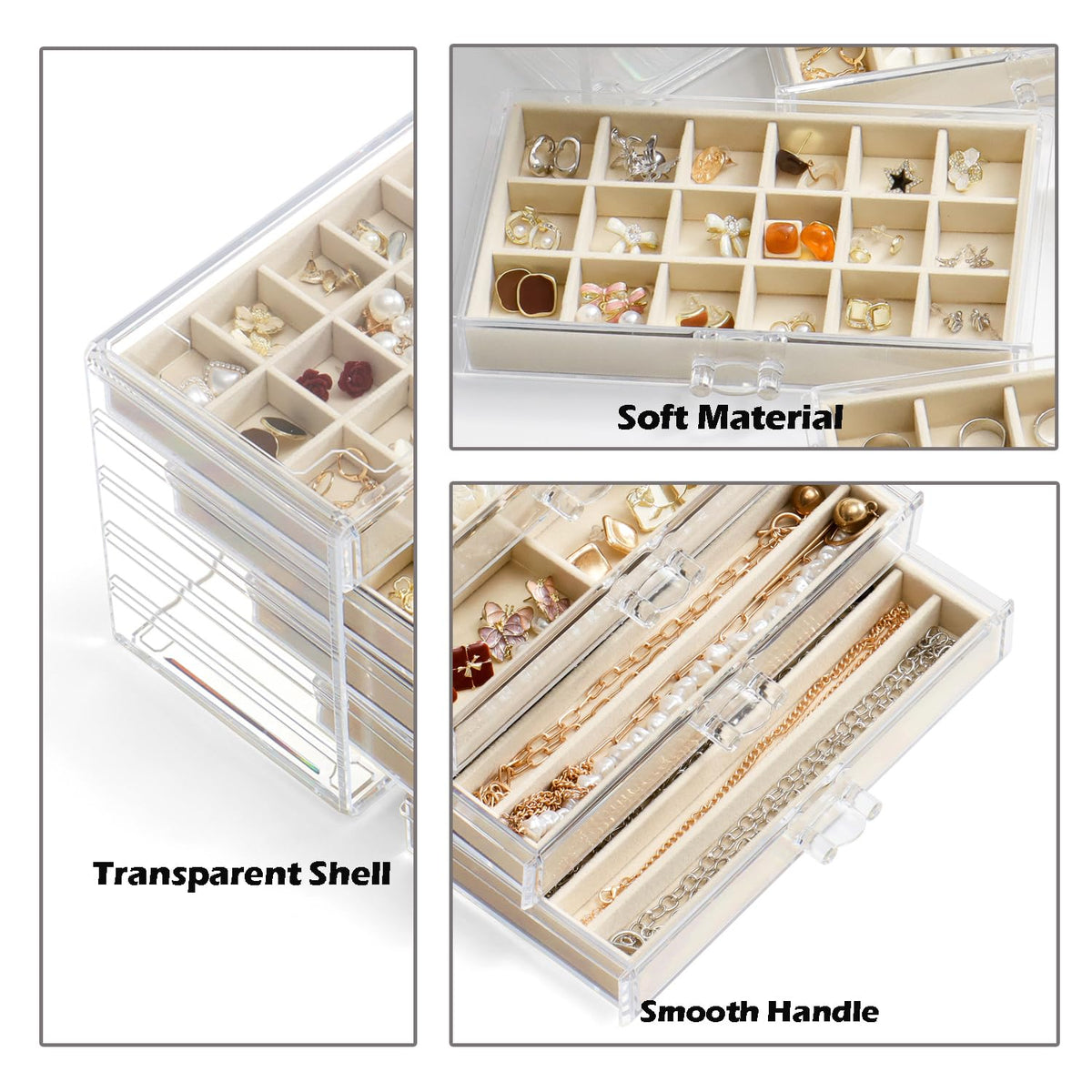 YUFONG Acrylic Jewelry Storage Box Holder with 5 Drawers - YUFONG Official Imagery - 5