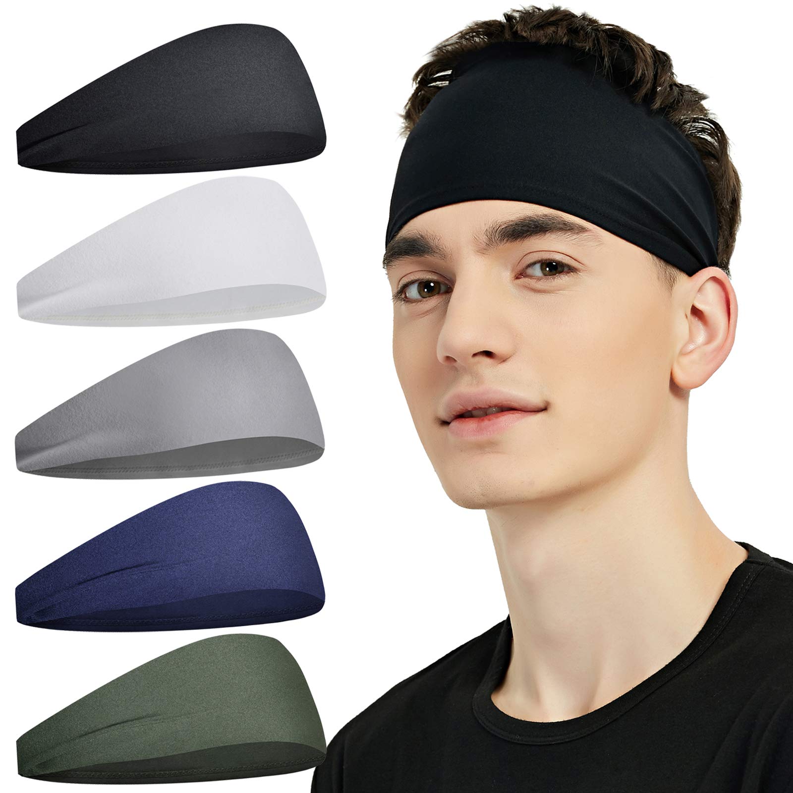 Pilamor Sports Headbands for Men 5 Pack,Sweatbands for Men Workou - Pilamor Official Product View 8