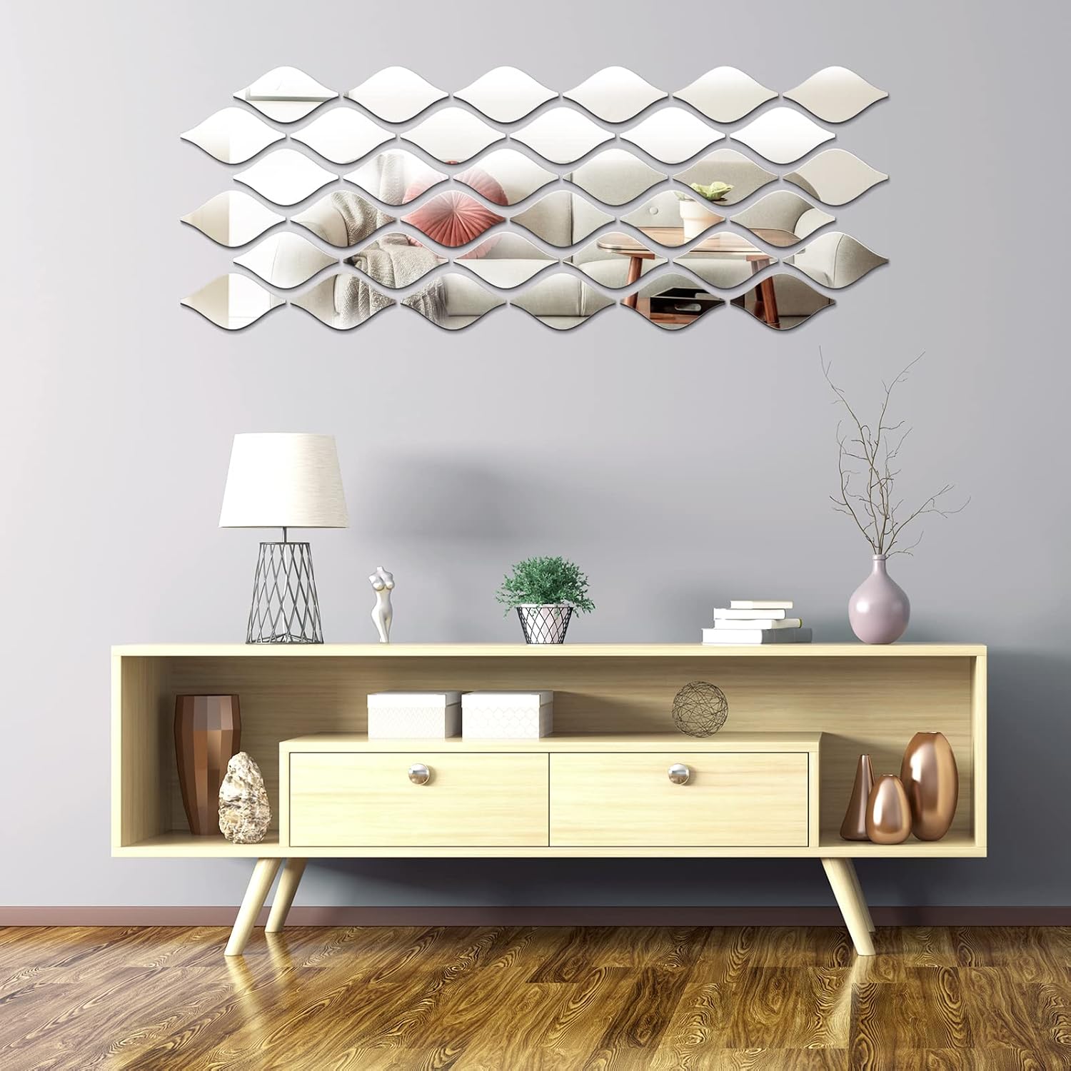 Weysat 30 Pcs Mirror Wall Stickers Decor Acrylic 3D Tear Drop Decorative Mirrors Stickers