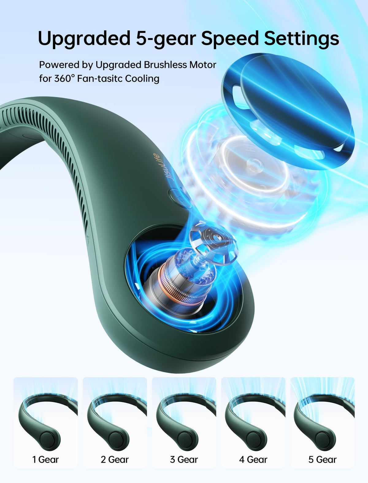 JISULIFE Portable Neck Fan Hands Free Bladeless Fan 5 Speeds - JISULIFE Official Imagery - 4