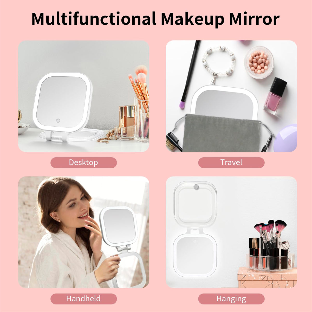 Travel Makeup Mirror with Lights 1X 10X Magnifying Vanity - DESCHEN Official Imagery - 7