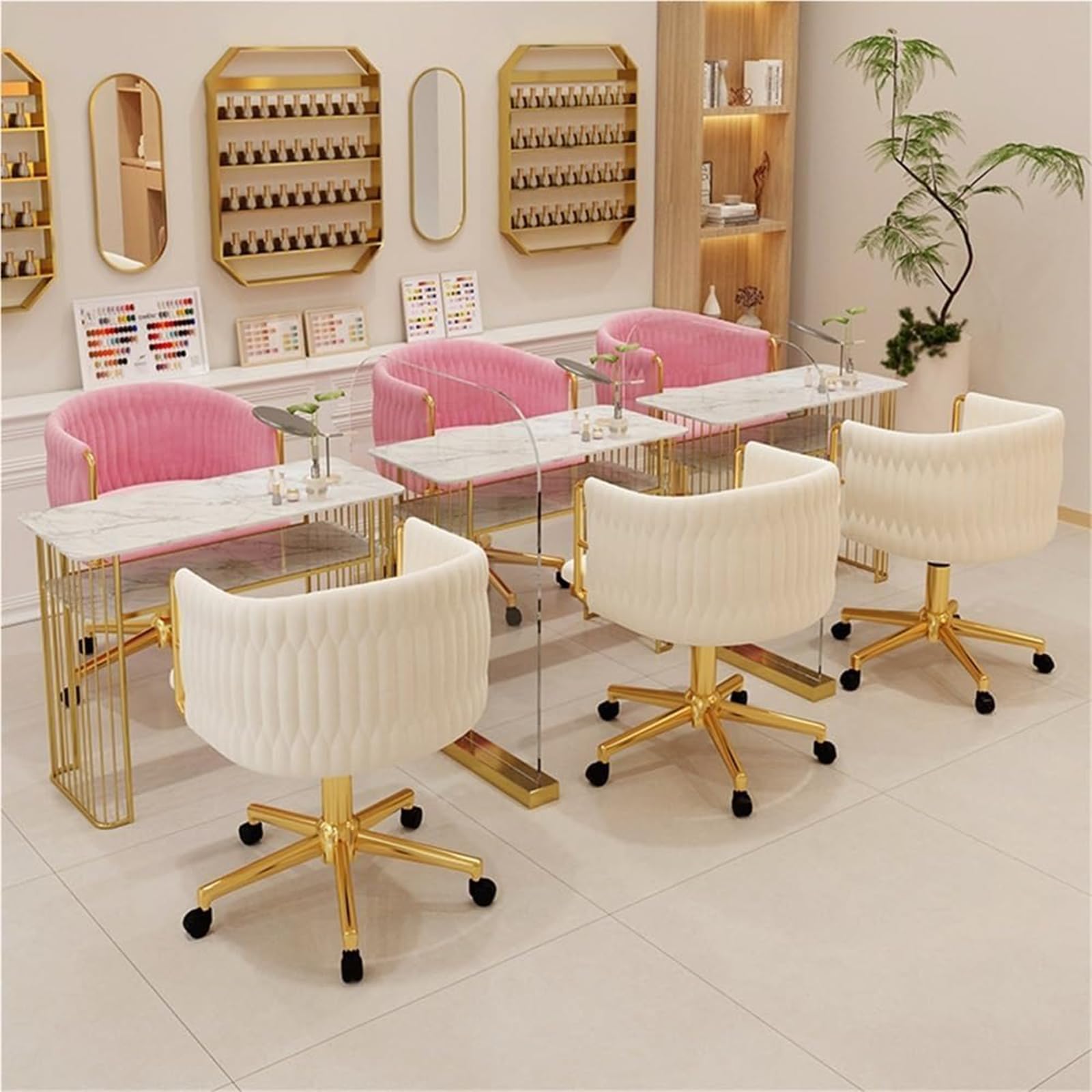 HJYXXSR Adjustable Swivel Velvet Vanity Chair with Metal Base