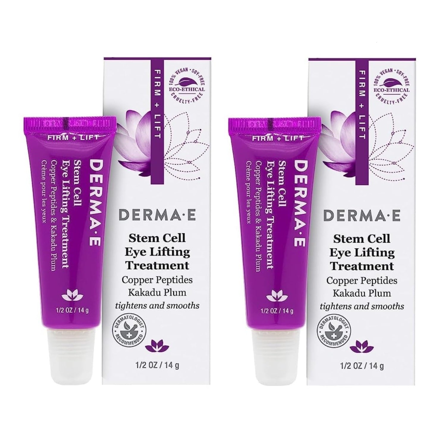 Derma E Stem Cell Lifting Eye Treatment jar showing the multi-action firming eye cream with a sleek container.