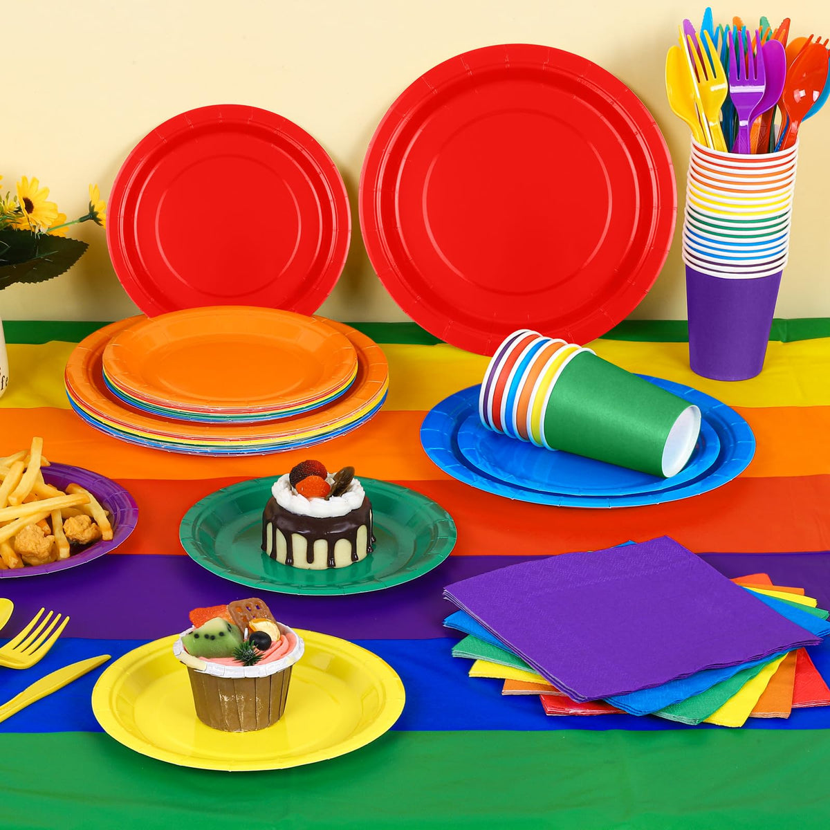 Kochorie 169 Pieces Rainbow Party Supplies Disposable - Kochorie Official Imagery - 6