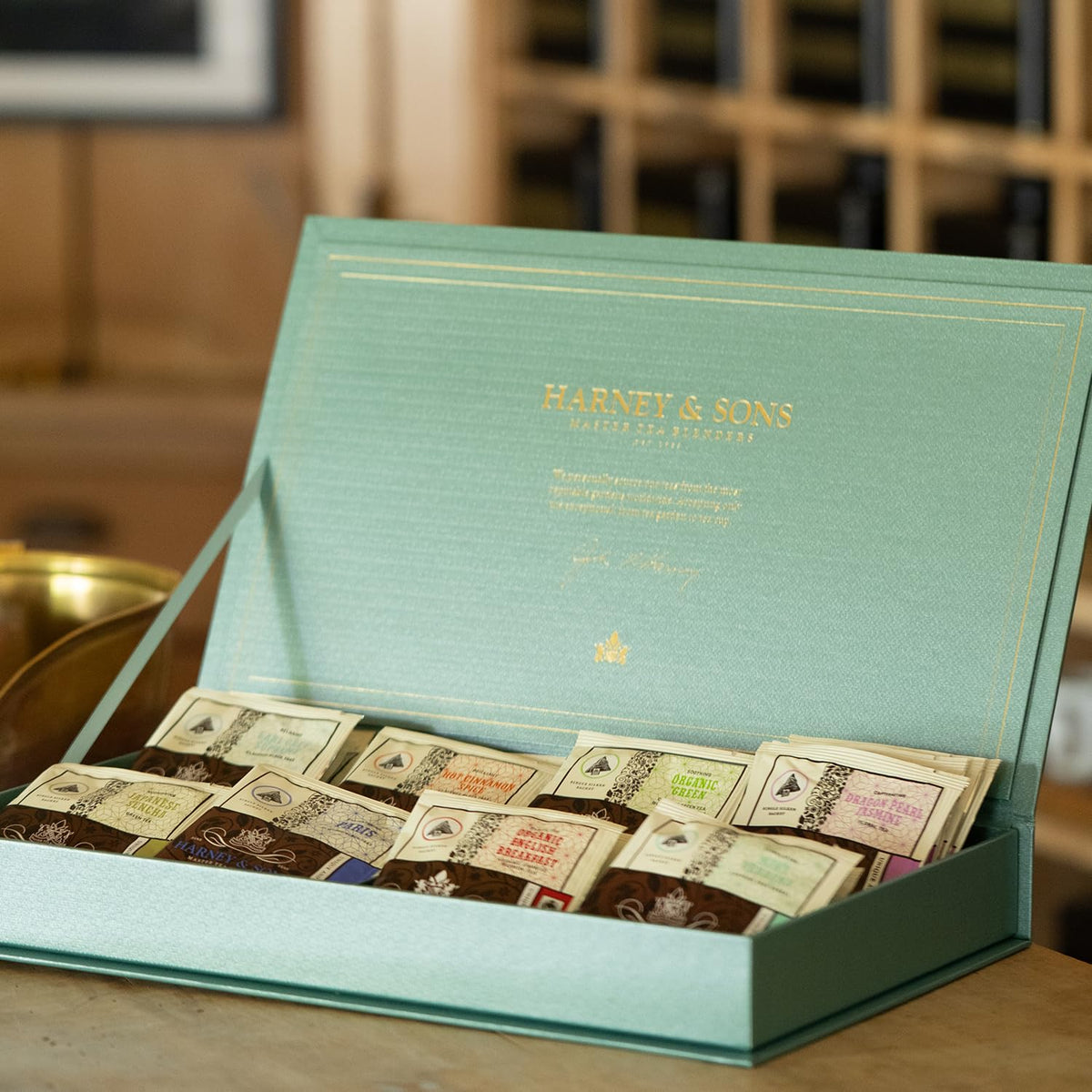 Harney Sons Teal Tea Chest Gift 32 Wrapped Sachets 8 Flavors - Harney & Sons Official Imagery - 5