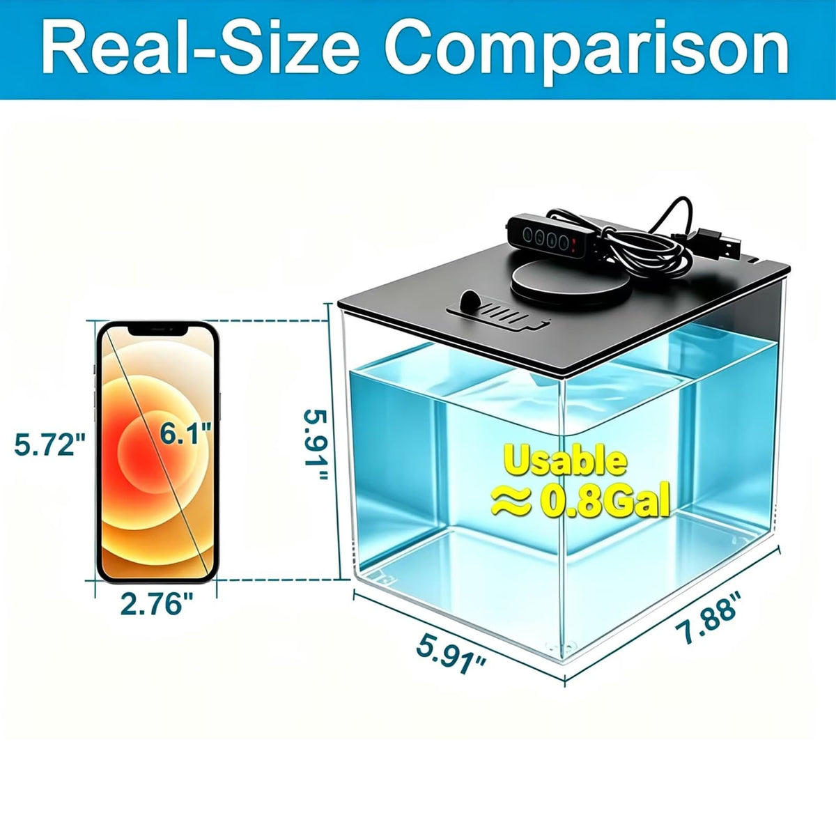 AQUANEAT Fish Tank 1 Gallon Betta Fish Tank Small Aquarium - AQUANEAT Official Imagery - 7