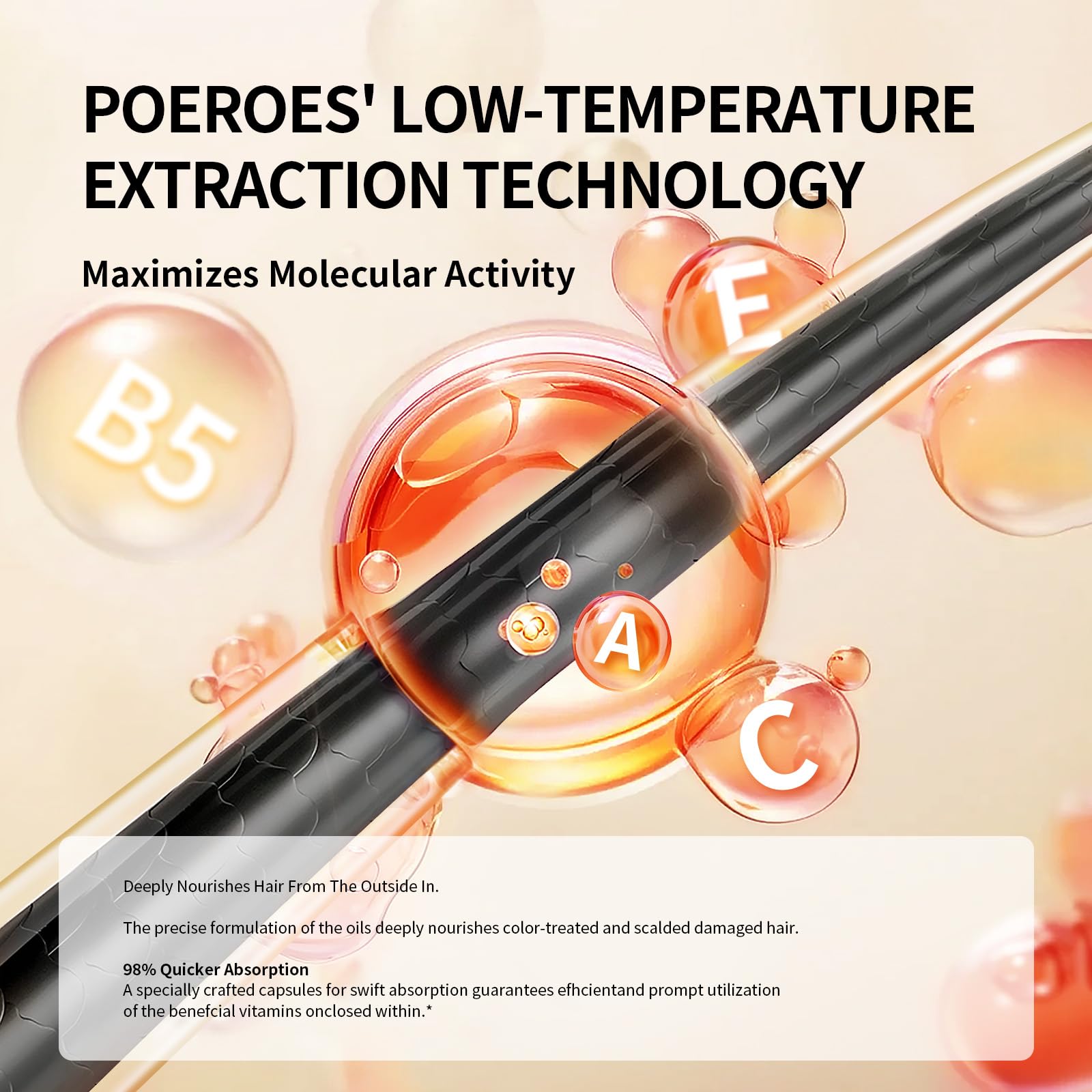 POEROES Hair Oil Hair Vitamins A C E Pro B5 Hair Treatment Serum 50 Capsules - POEROES Official Product View 4