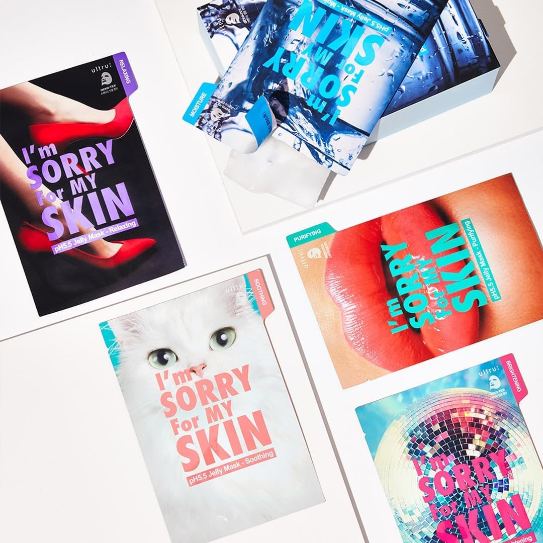 I'M SORRY FOR MY SKIN pH5.5 Jelly Face Mask Skin Care Set, Korean Skin Care Hydrating Masks, Self Care Items Beauty Gifts for Women, Pack of 10 (Before & After the Party Facial Mask) - I'M SORRY FOR MY SKIN Official Product View 4