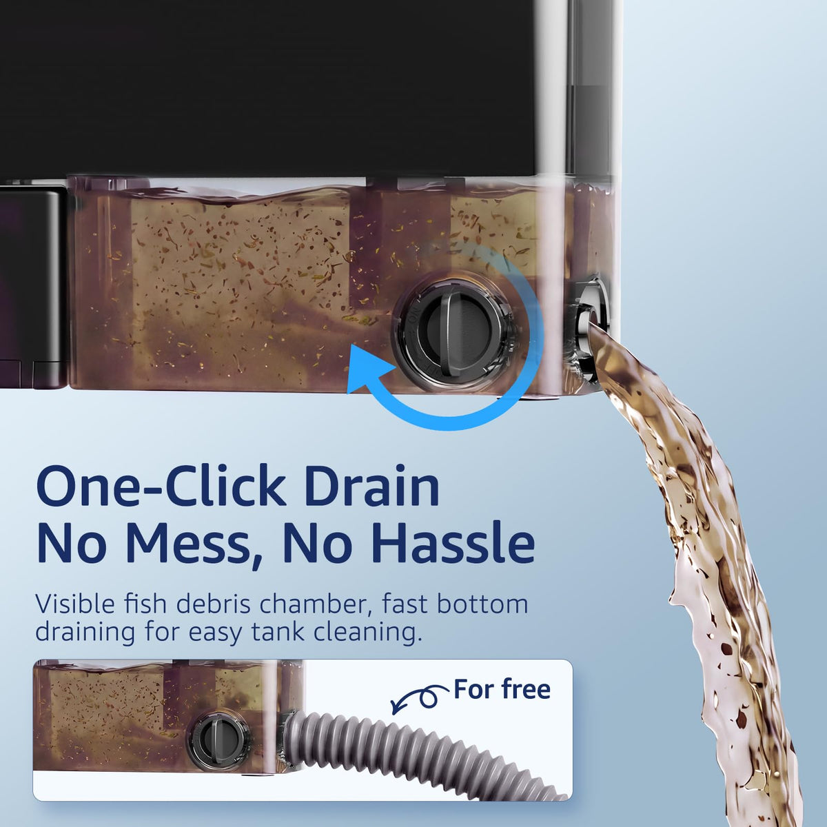 Veehoo Hang on Back Aquarium Filter with One Touch Drain for - Veehoo Official Imagery - 3