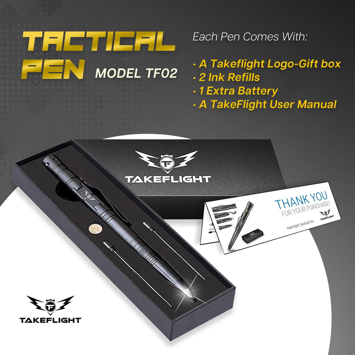 Tactical Pen Self Defense Survival EDC Pen with LED - TF TAKEFLIGHT Official Imagery - 4