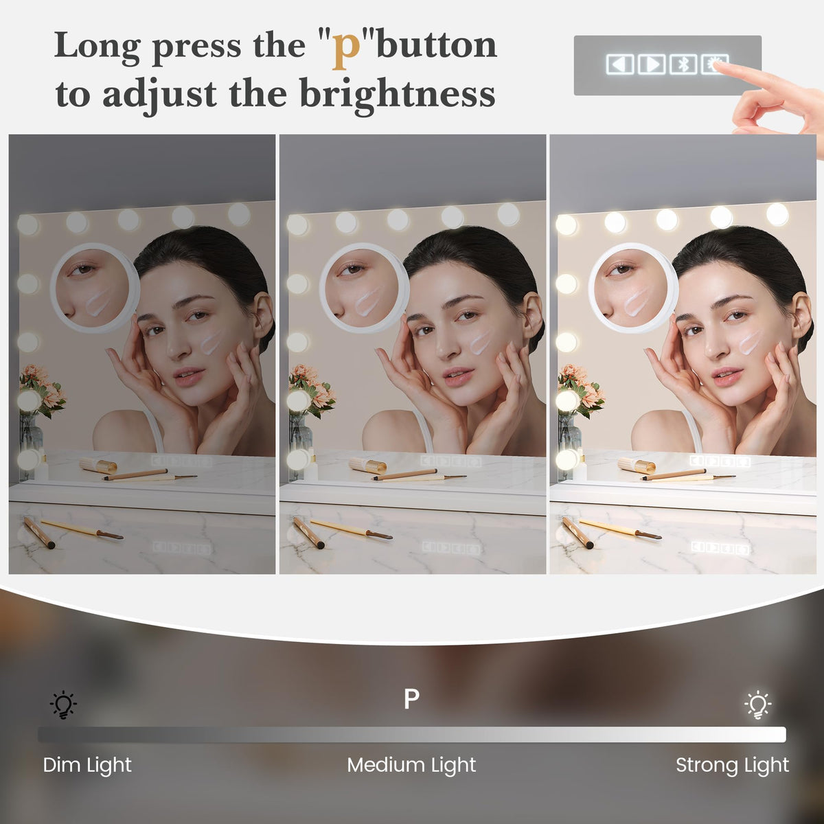 24x22 Lighted Vanity Mirror with 15 Dimmable LED Bulbs 3 - coucheta Official Imagery - 5