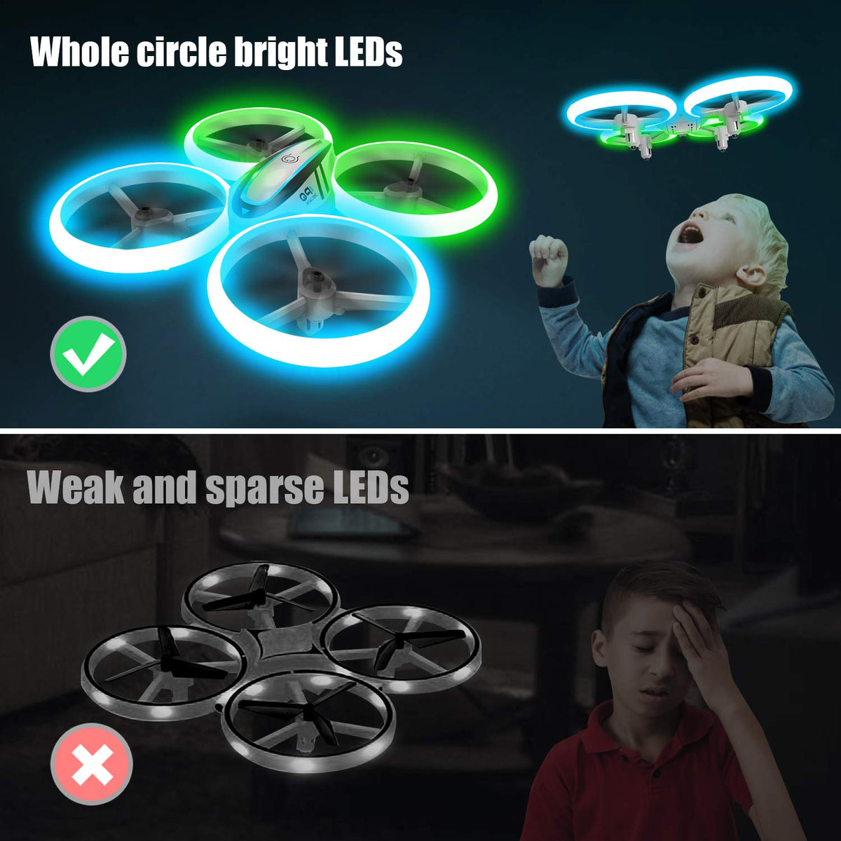 Q9s Drones for Kids RC Drone with Altitude Hold and Headless - HASAKEE Official Imagery - 7