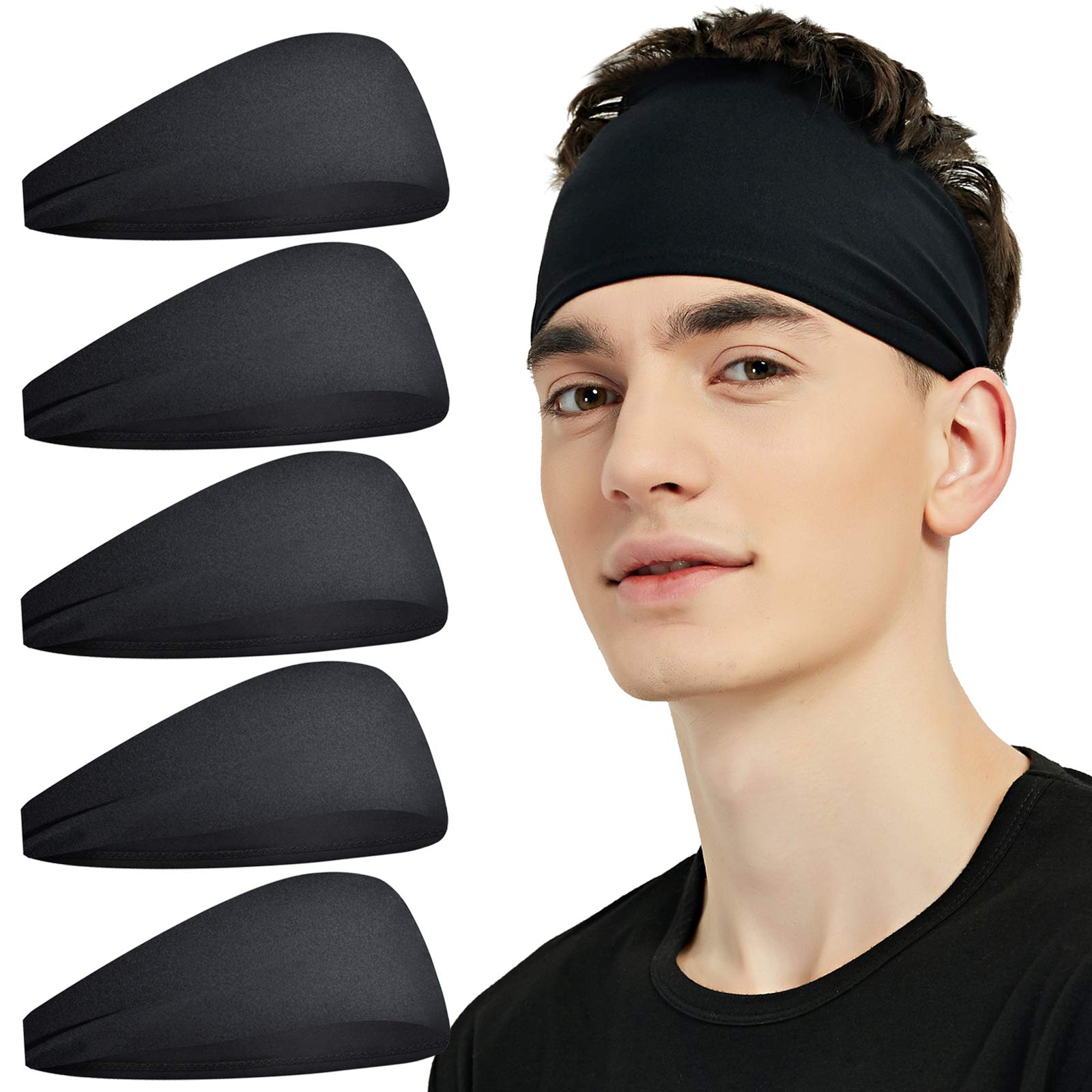 Pilamor Sports Headbands for Men 5 Pack,Sweatbands for Men Workou - Pilamor Official Product View 9