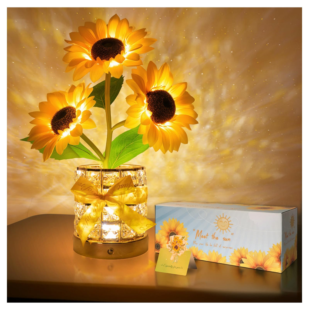 Sunflower LED Lamp USB Rechargeable Touch Night Light 3 - YWYWLED Official Imagery - 2