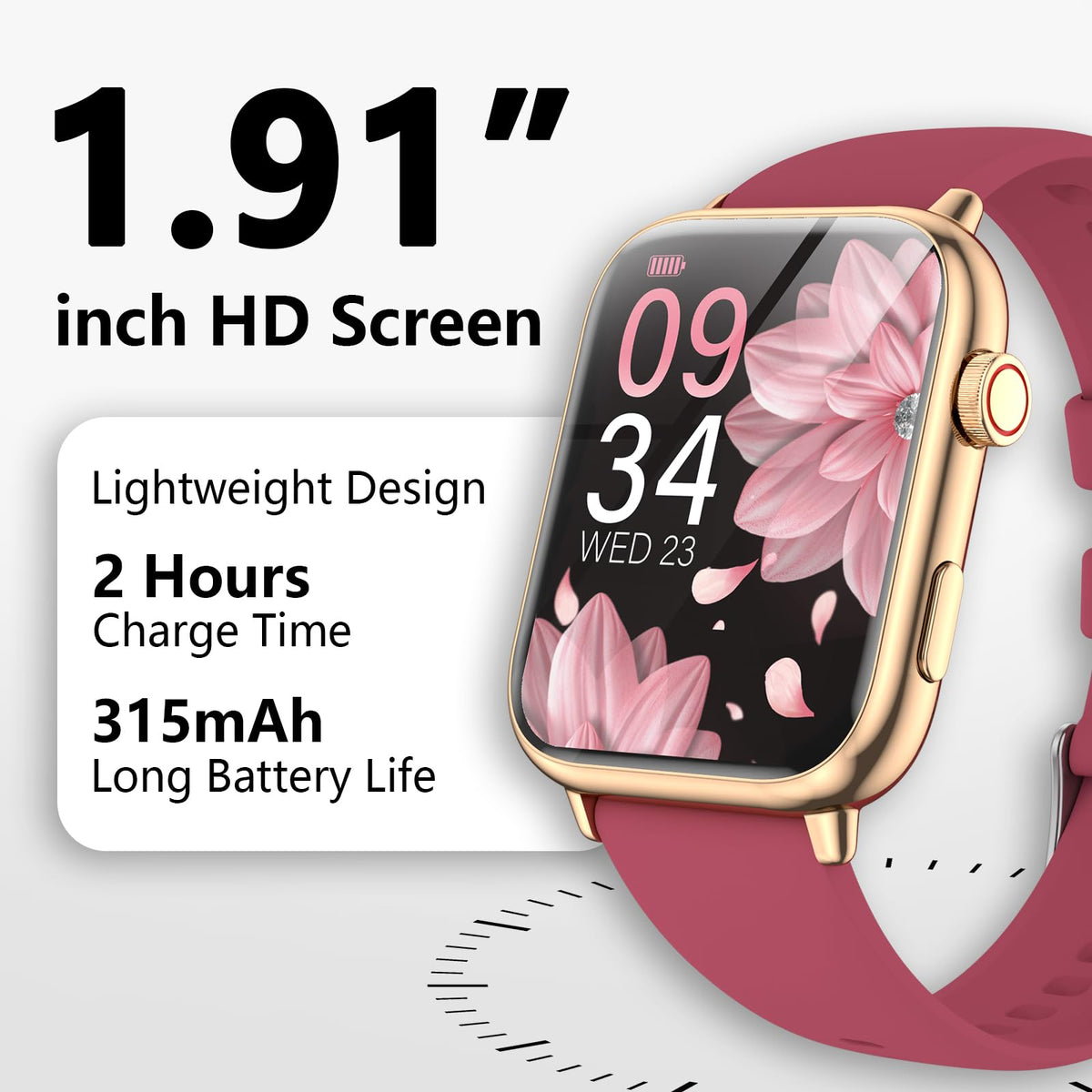 1 91 Smart Watch Fitness Tracker 3 Bands - cyanyu Official Imagery - 3