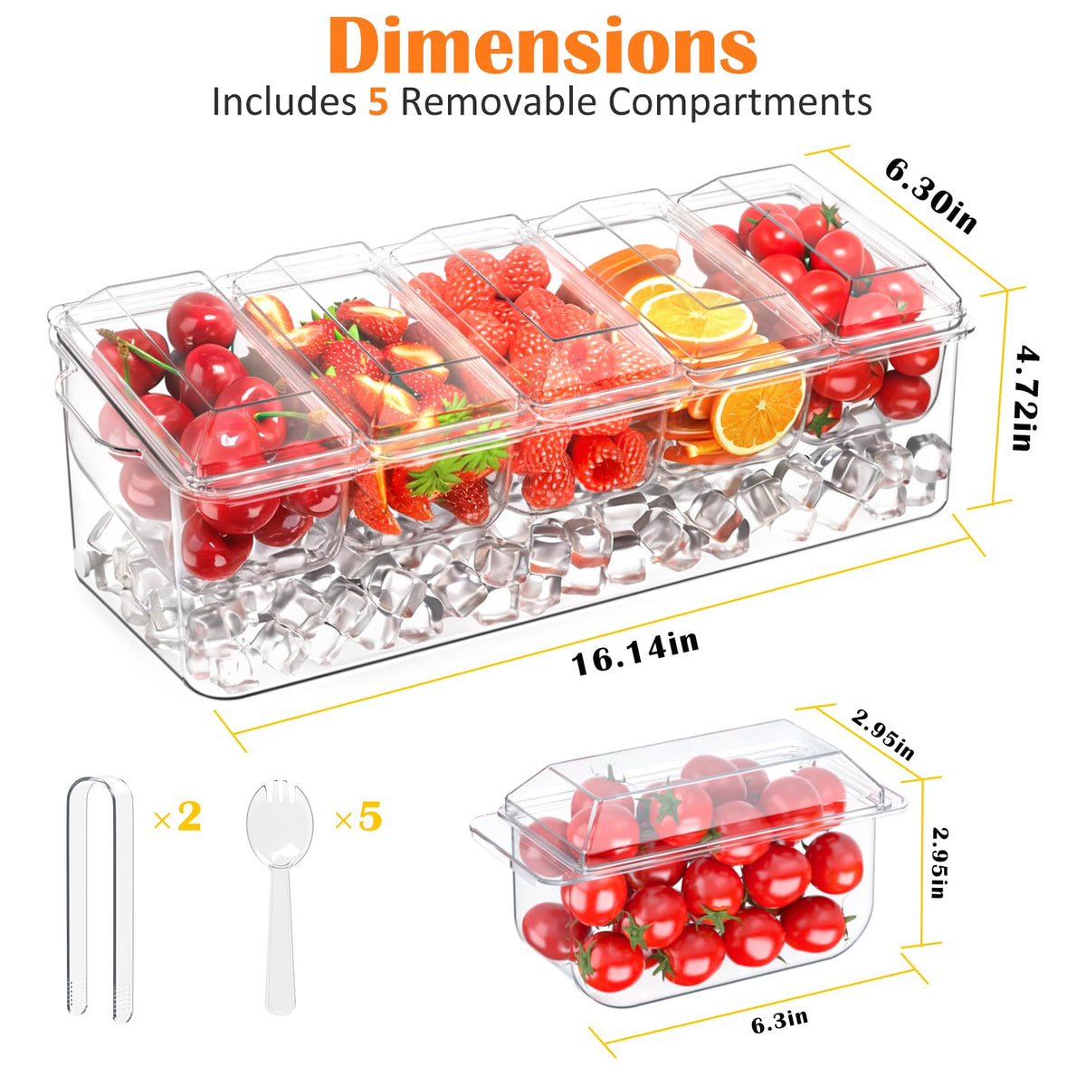 ARSTPEOE Condiment Tray Chilled Condiment Server Bar - ARSTPEOE Official Imagery - 3