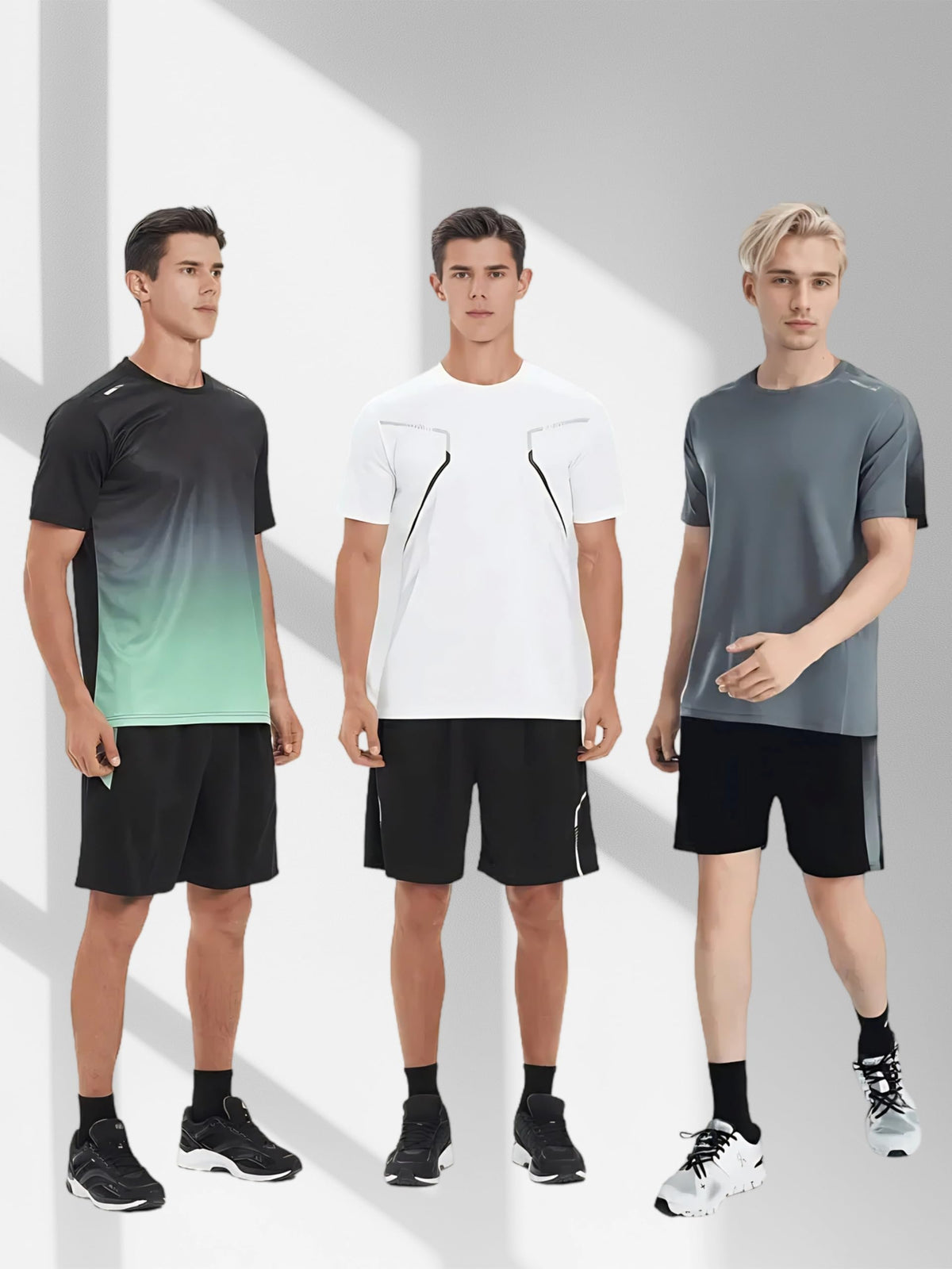 Men s 6 Piece Workout Set Quick Dry Athletic T Shirts Shorts - Premium Selection Official Imagery - 3