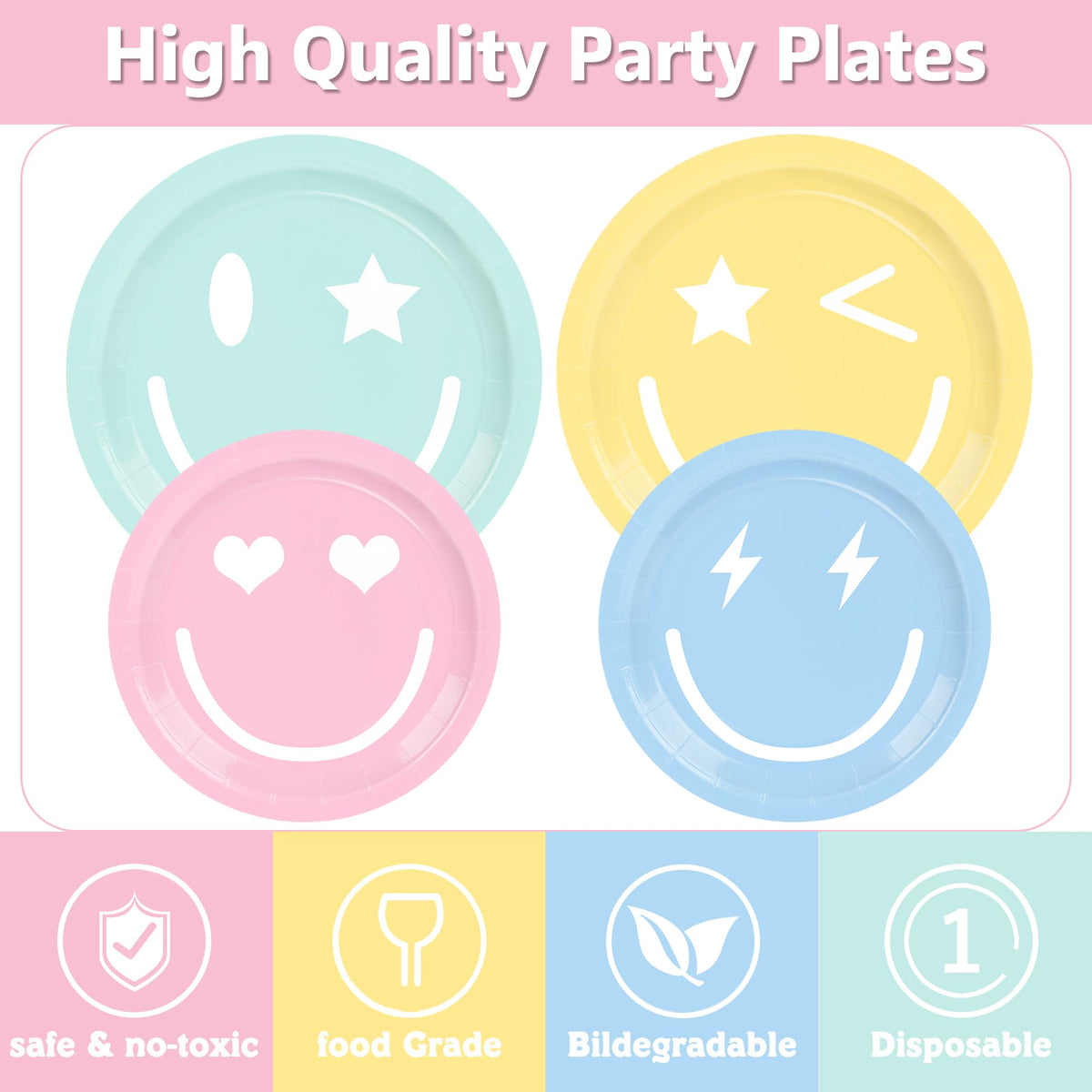 199PCS Smiley Face Birthday Decorations Smile Pastel Themed - HUIYANFSY Official Imagery - 5