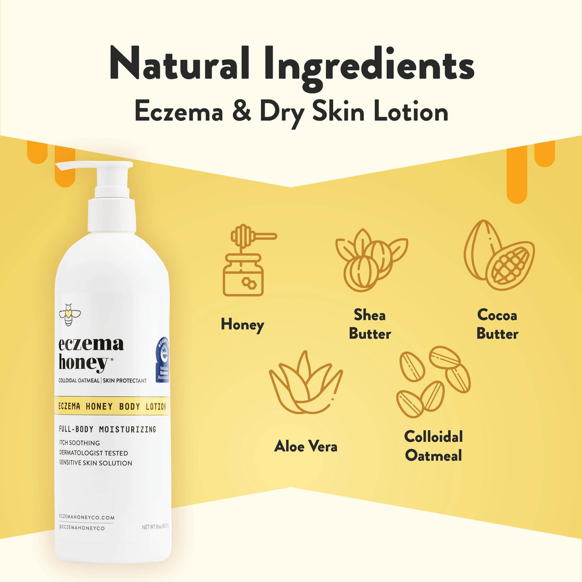 ECZEMA HONEY Oatmeal Body Lotion Natural Dry Skin Repair - ECZEMA HONEY Official Imagery - 3