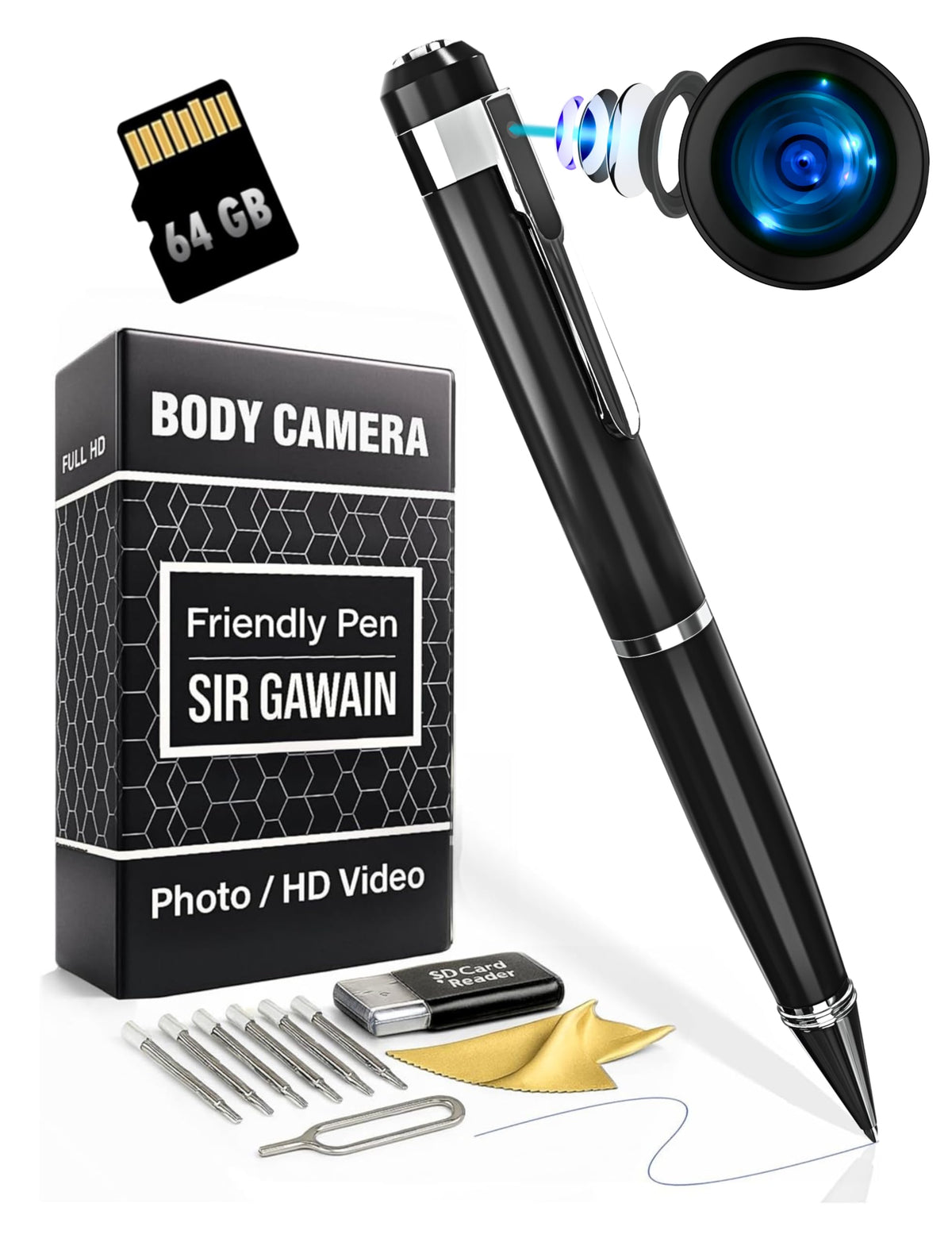 SIRGAWAIN Premium Body Camera Pen Full HD 1080p Video Photos - SIRGAWAIN Official Imagery - 1