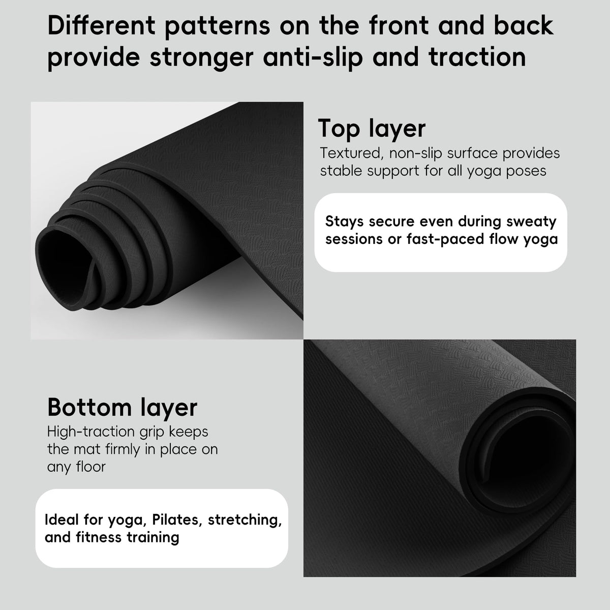 Extra Wide Yoga Mat 72 x 32 6mm Non Slip TPE Exercise Mat - Wimwum Official Imagery - 4