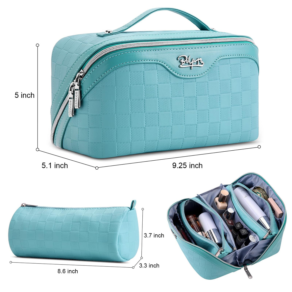BOYATU Travel Makeup Bag Organizer 180 Open Flat 3 Pcs Make - BOYATU Official Imagery - 4