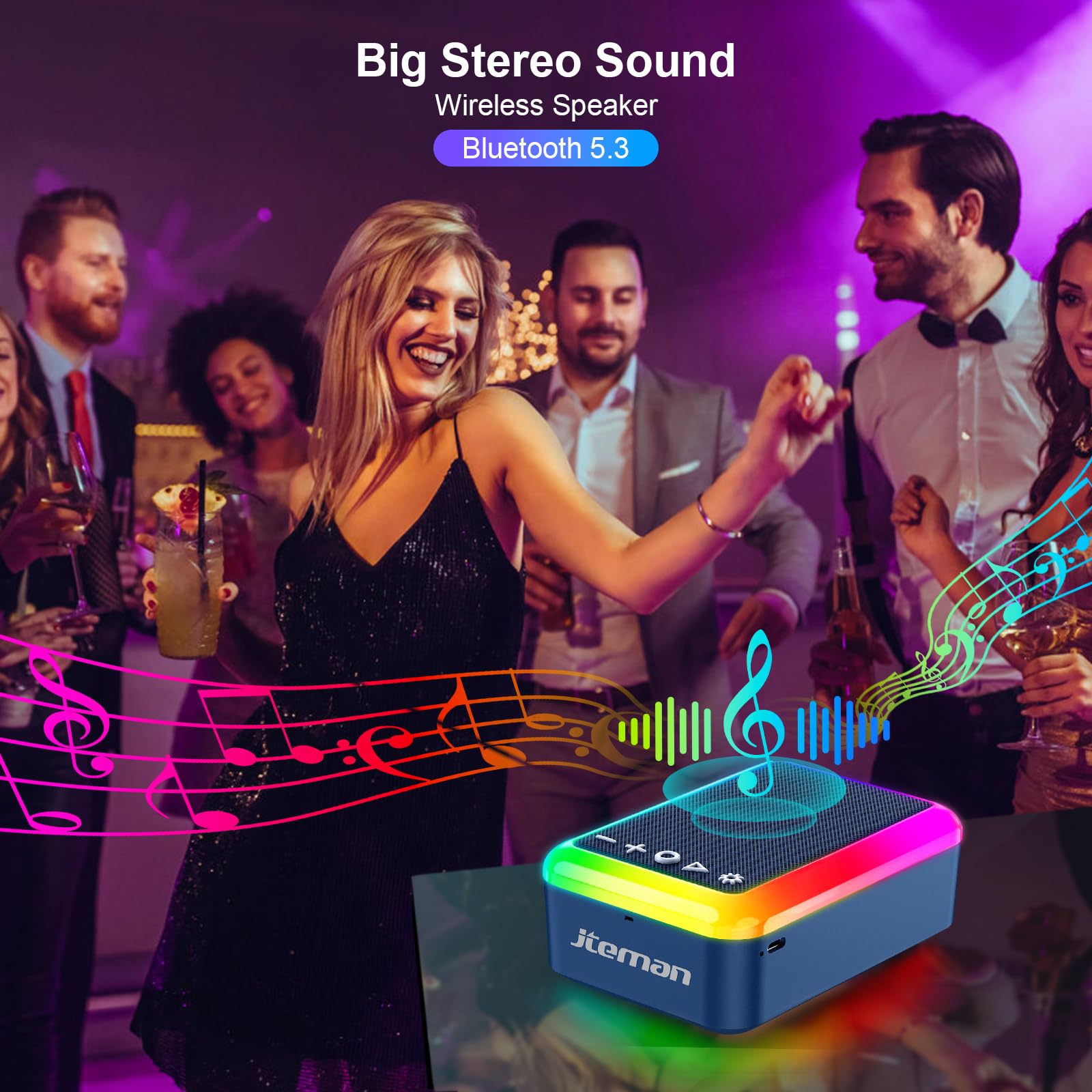 JTEMAN Gifts for Men Women Cell Phone Stand with Bluetooth Speaker and Light, Po - JTEMAN Official Product View 2