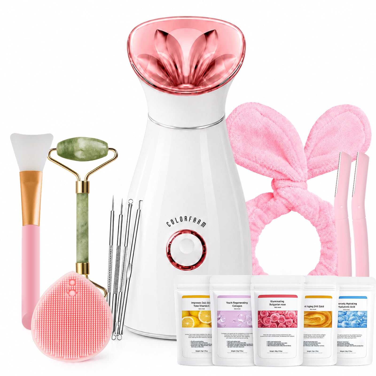 Colorfarm Facial Steamer Spa Kit with 17 Skin Care Tools for - colorfarm