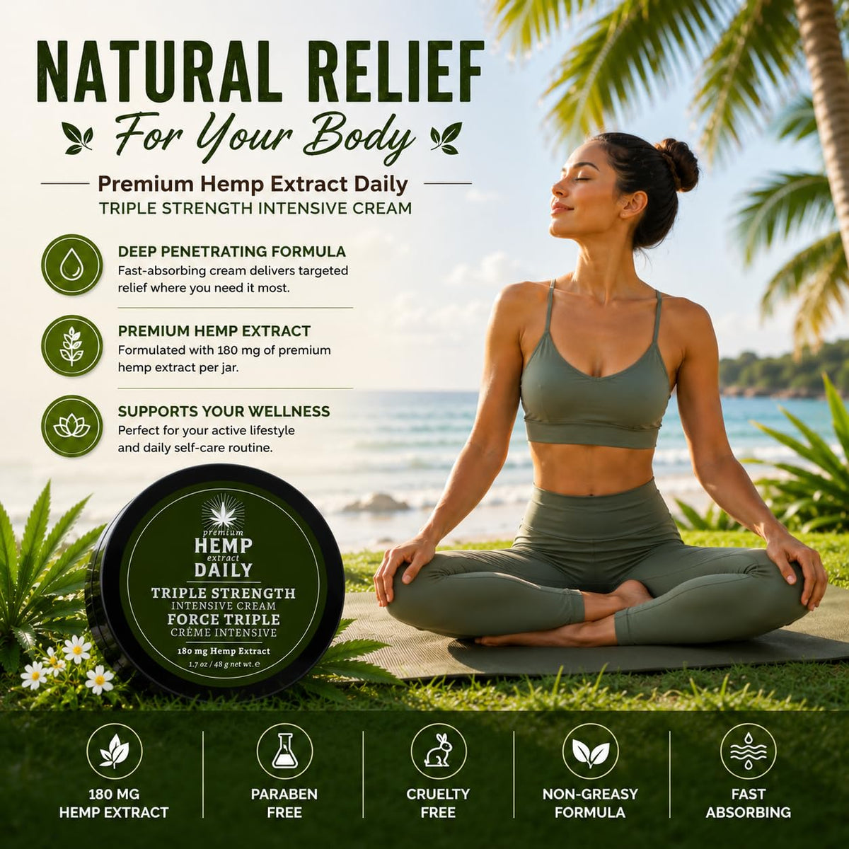 Premium Hemp Extract Daily Triple Moisturizing Cream Classic - Premium Hemp Extract Daily Official Imagery - 3