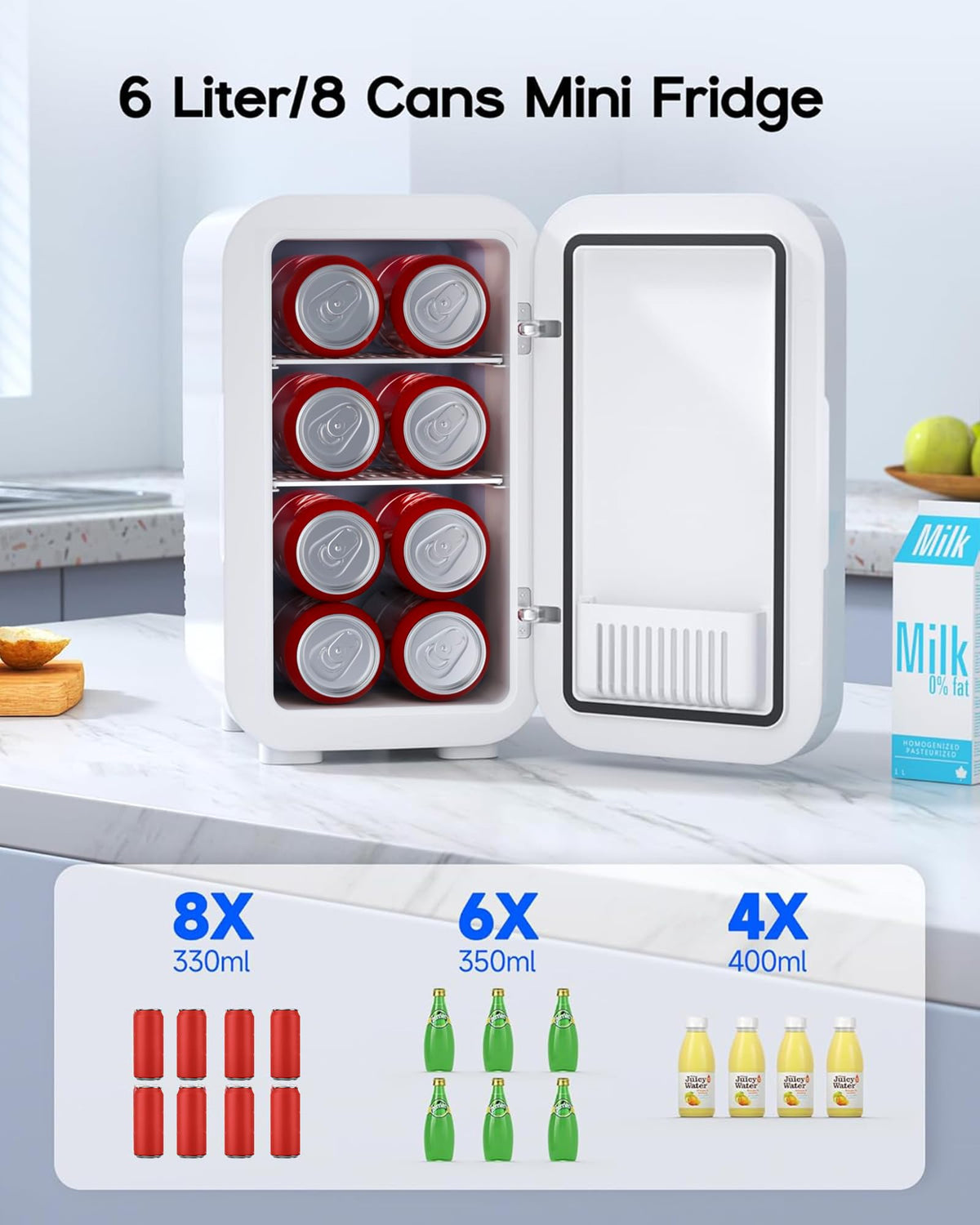 Mini Fridge 6 Liter 8 Can Small Fridge for Bedroom Car - BEICHEN Official Imagery - 3
