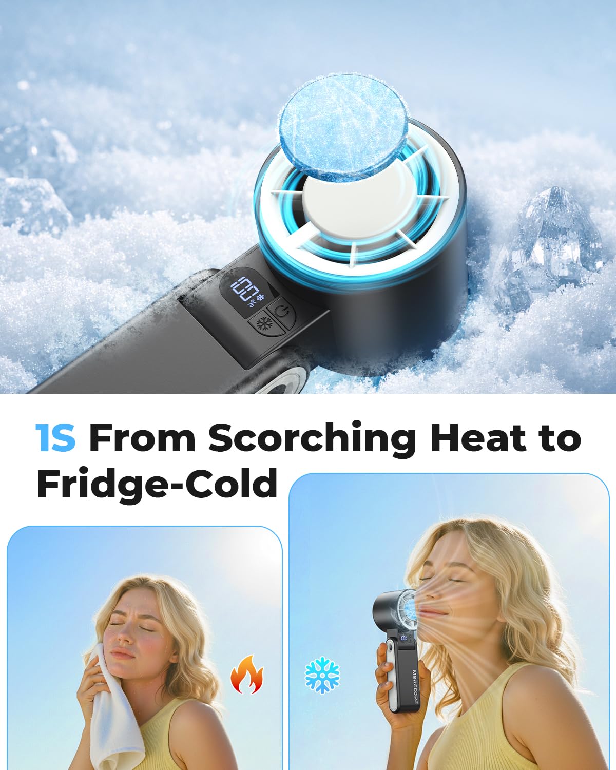 MORECORE Portable Handheld Fan with Ice Cooler,  , Gifts for Men Mom W - View 2