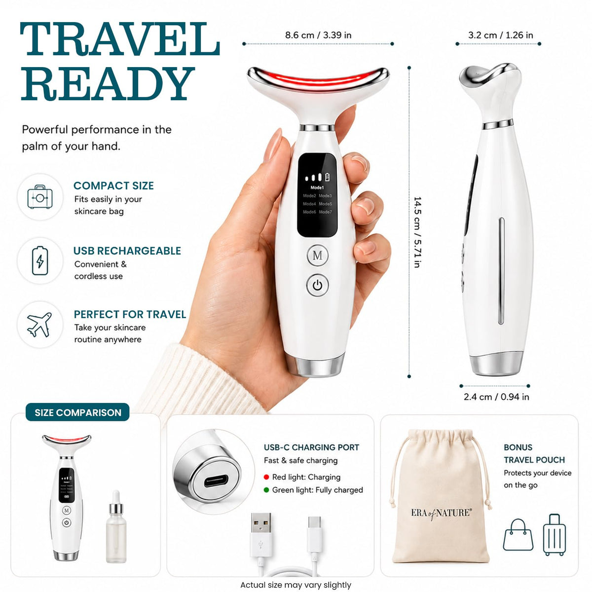 Face and Neck LED Massager Warm Vibrating Beauty Device - era of nature Official Imagery - 4
