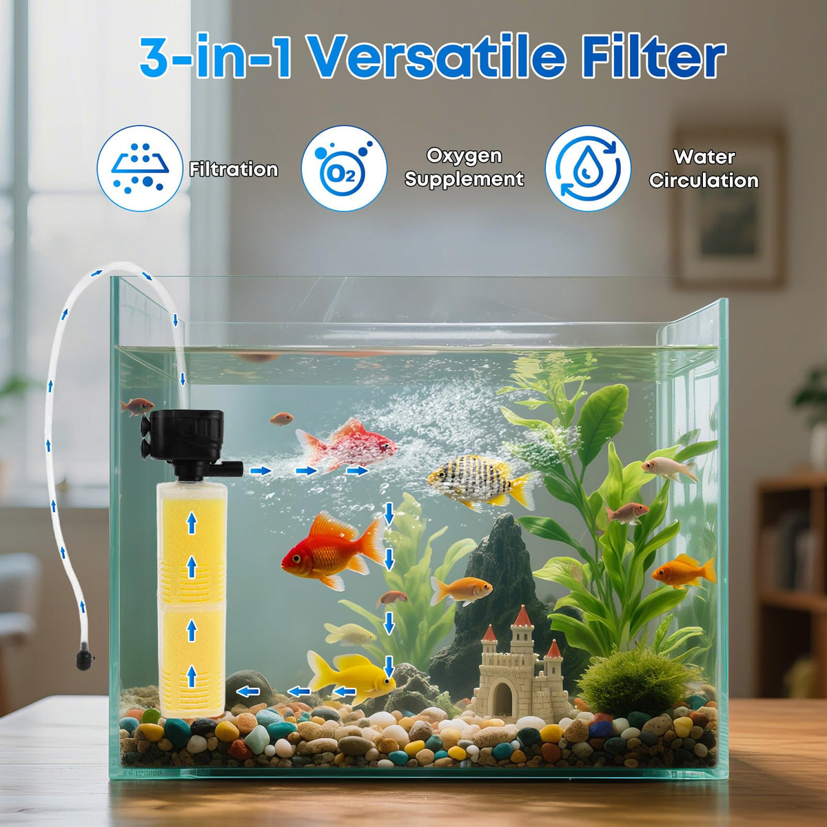 320GPH Aquarium Filter for 40 100 Gallon Fish Tanks 4 in 1 - Donhallstar Official Imagery - 8