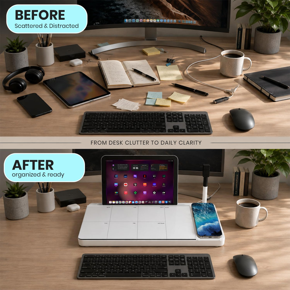 NEXTLUXE Glass Desk Whiteboard with Wireless Charger - NEXTLUXE CREATIONS Official Imagery - 4