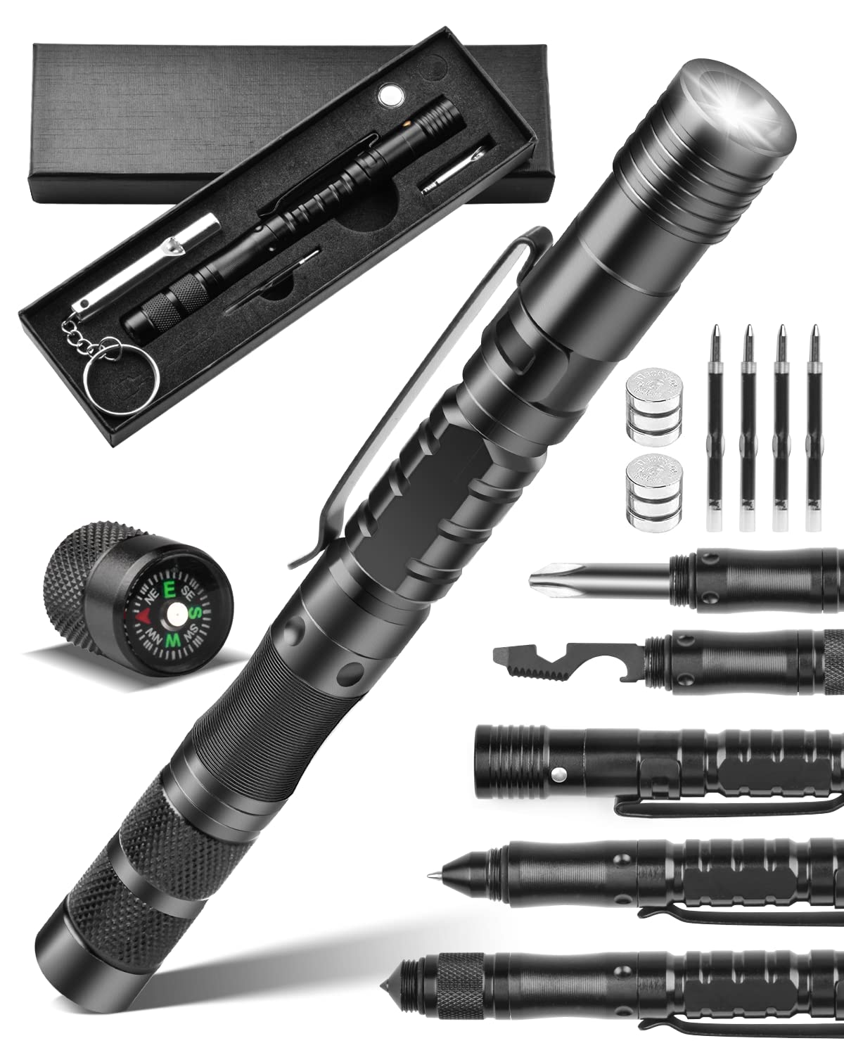 12 in 1 Tactical Pen, Self Defense Pen Multitool Gifts for Men, - Product Imagery