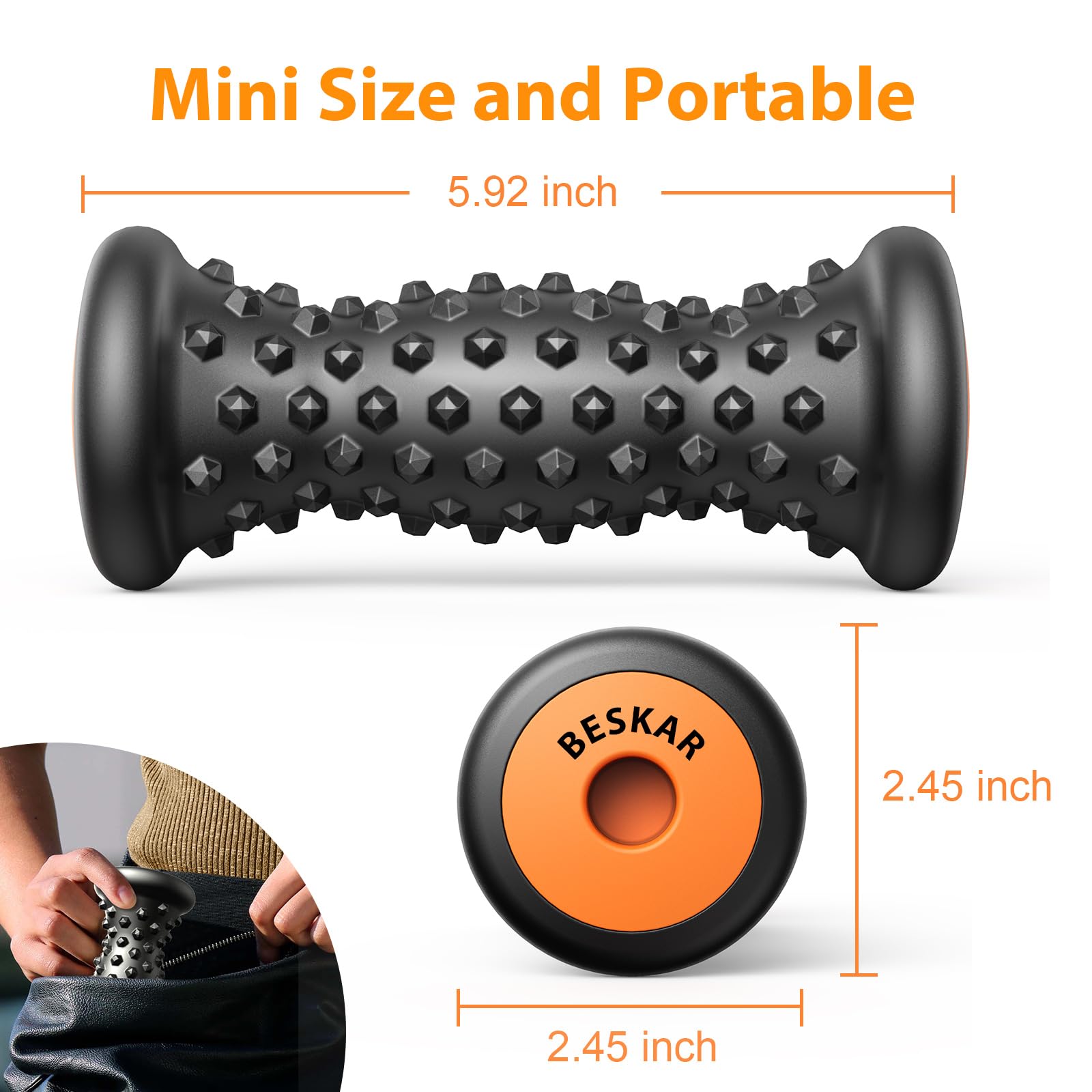 BESKAR Foot Massager Roller for Plantar Fasciitis Relief by BESKAR - Angle View 4