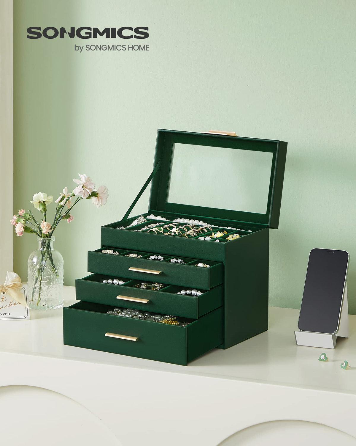 SONGMICS Jewelry Box Organizer 4 Layer Storage with 3 - SONGMICS Official Imagery - 3