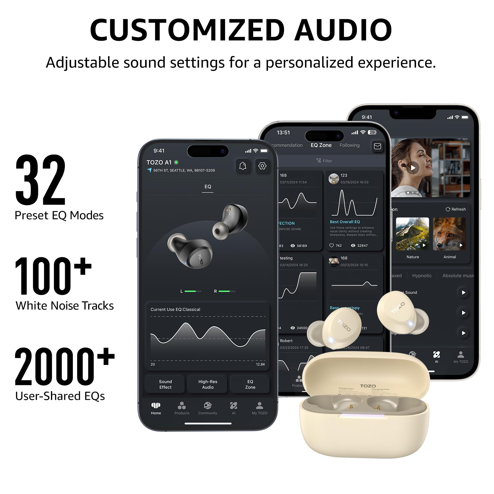 TOZO A1 Wireless Earbuds Bluetooth 5.3 Light Weight in Ear Headph - TOZO Official Product View 5