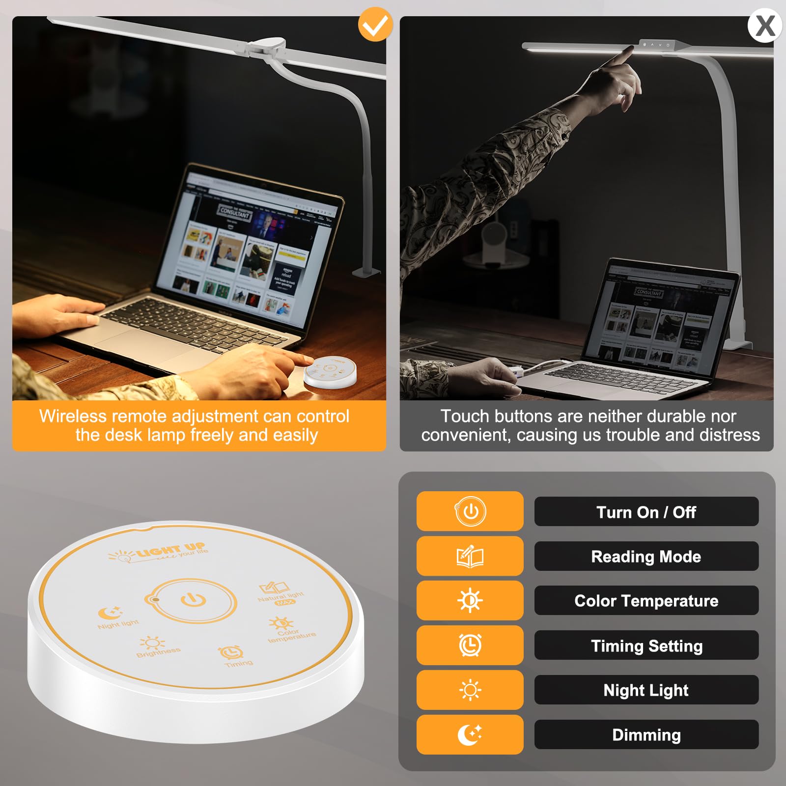 Pzloz Led Desk Lamp for Office Home - Eye Caring Architect lamp with Clamp,Dual - Pzloz Official Product View 6