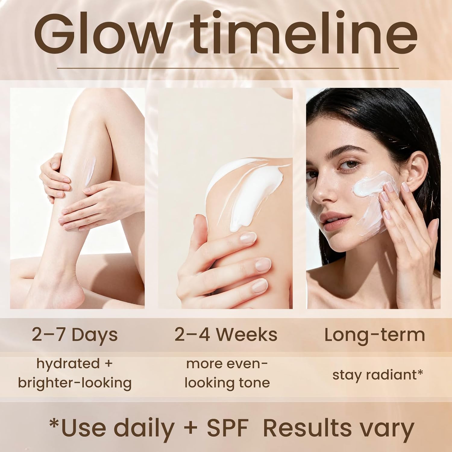 ZZILME brightening cream for face, body, and underarms with niacinamide, showing the cream jar and application on skin