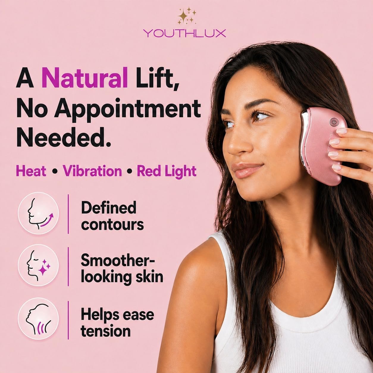 ProSculpt Heated Gua Sha Facial Massager Electric Guasha - YOUTHLUX Official Imagery - 4