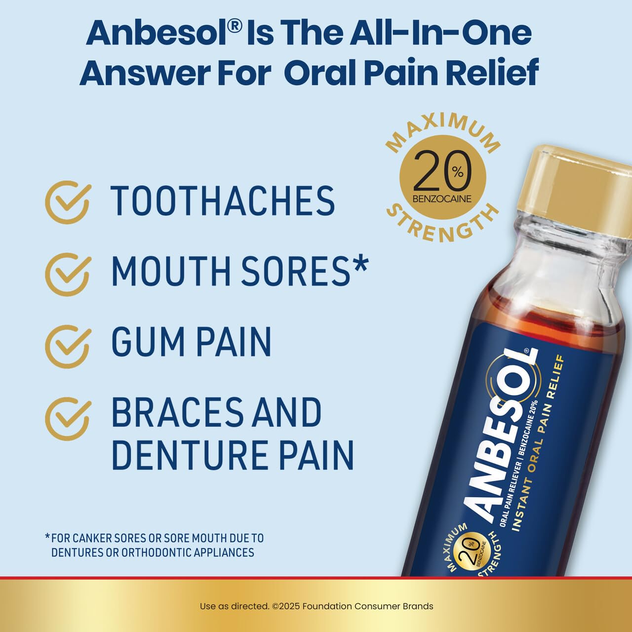 Anbesol Max Strength Liquid Oral Pain Reliever 0.41 oz