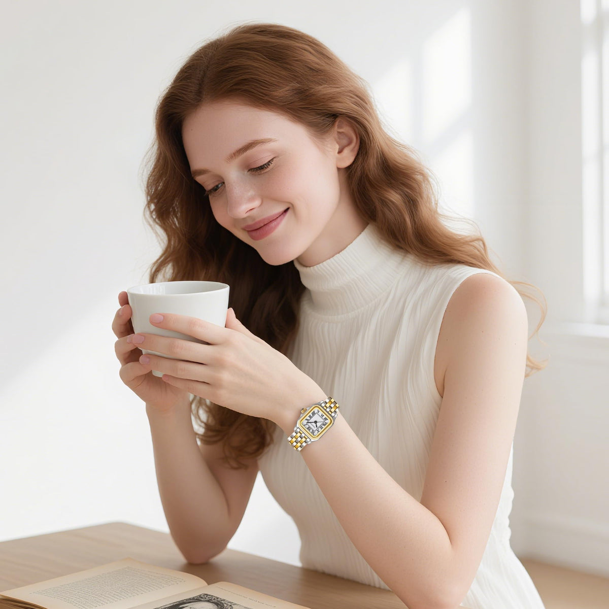 Gold Watches for Women Vintage Rectangular Dainty Jewelry - Casotime Official Imagery - 4