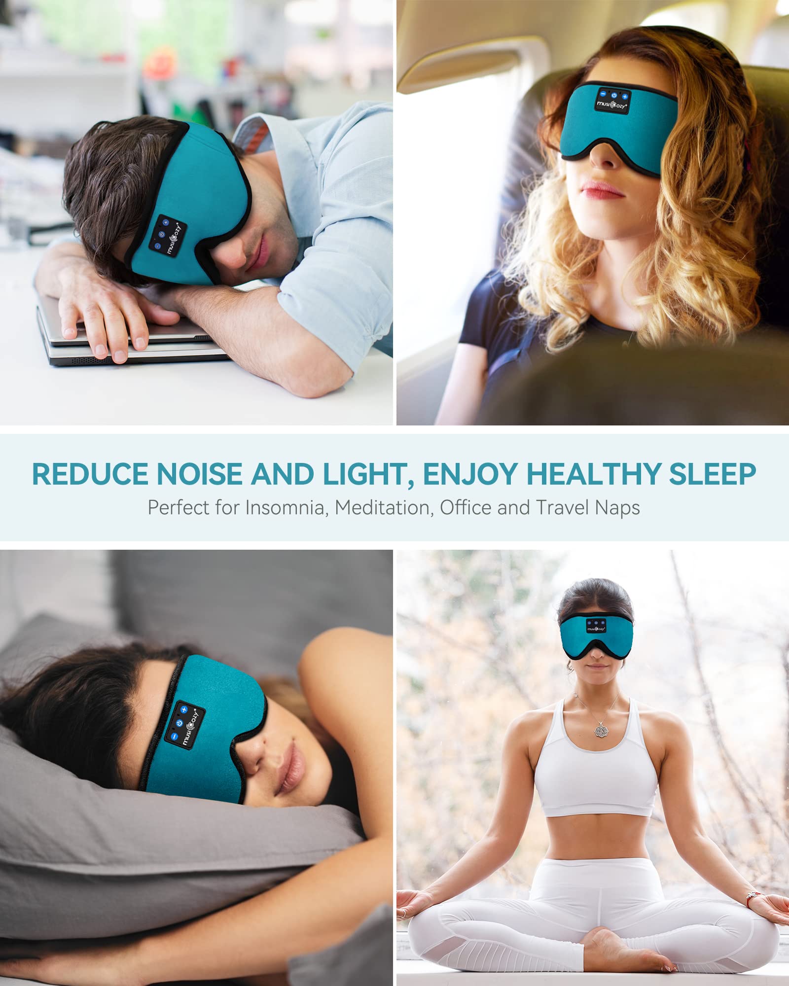 MUSICOZY 3D Sleep Headphones Bluetooth 5.4 Sleep Mask with HD Spe by MUSICOZY - Angle View 7
