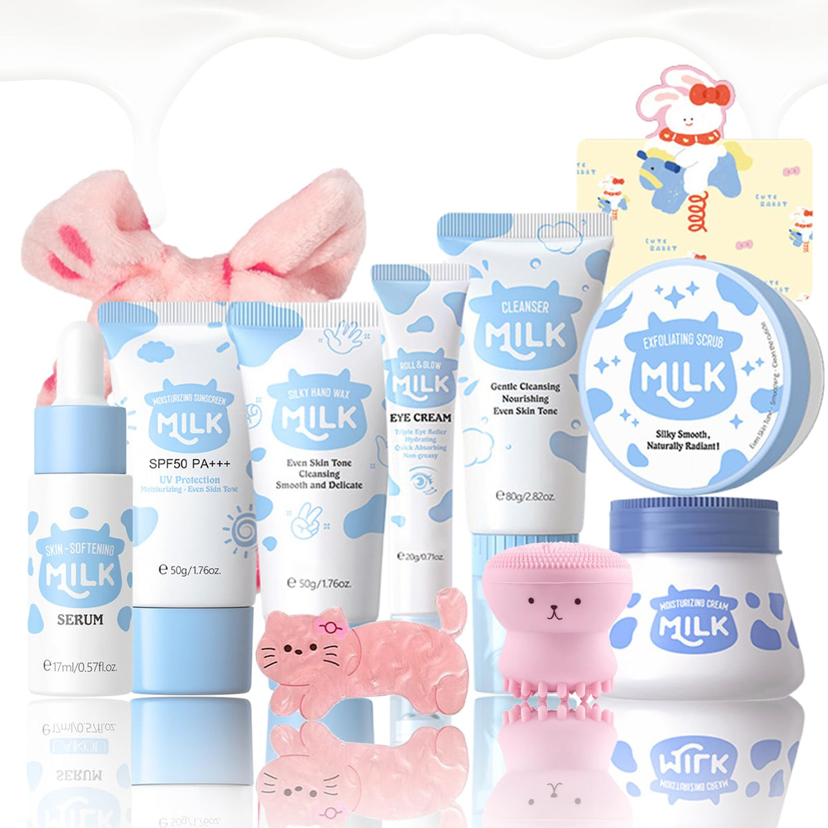 11 In 1 Milk Skincare Set for Women Teens Travel Skincare - Rosardene Official Imagery - 2