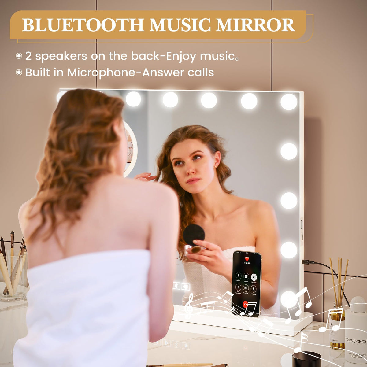 24x22 Lighted Vanity Mirror with 15 Dimmable LED Bulbs 3 - coucheta Official Imagery - 7